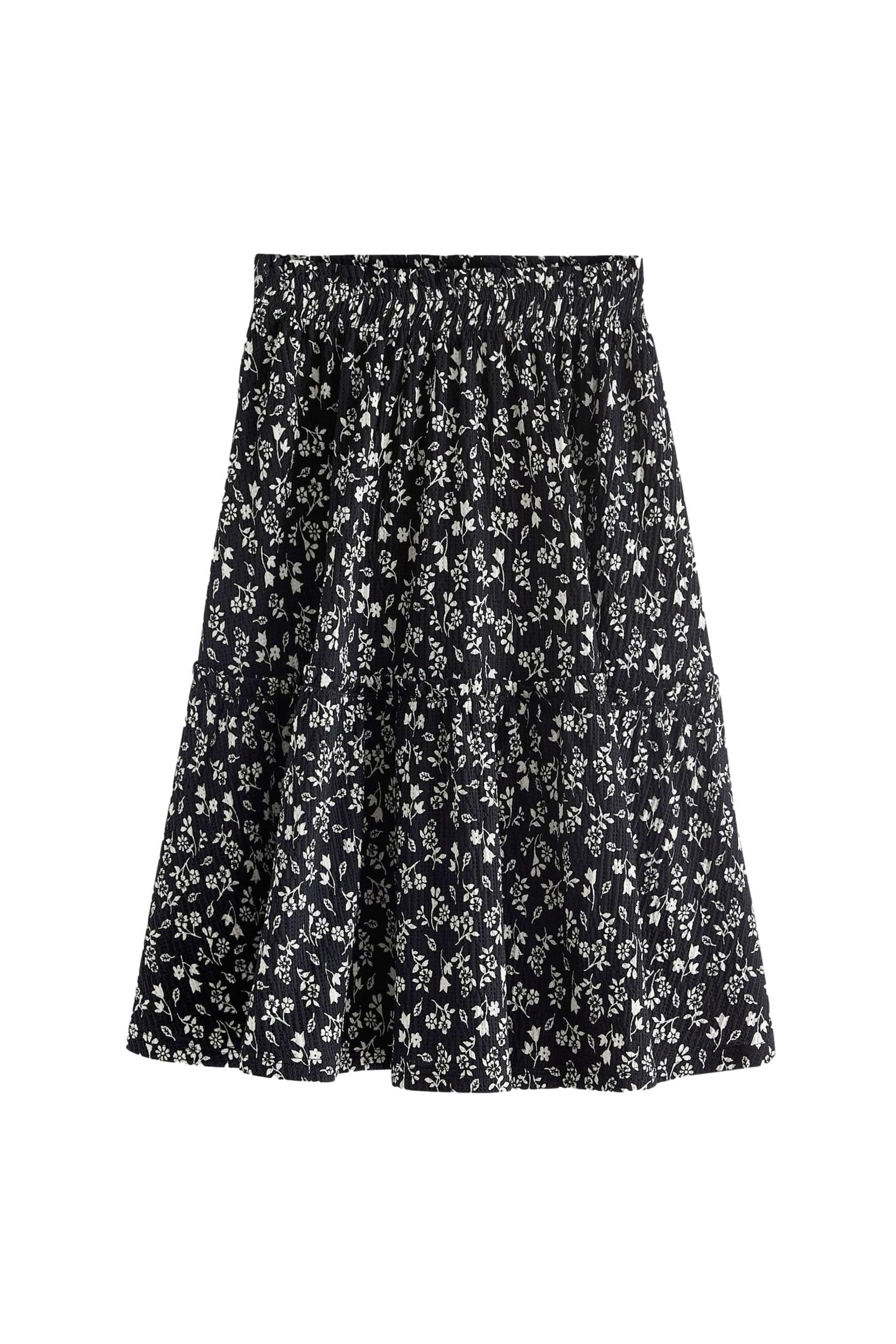 Black/White Texture Printed Midi Skirt (3-16yrs)