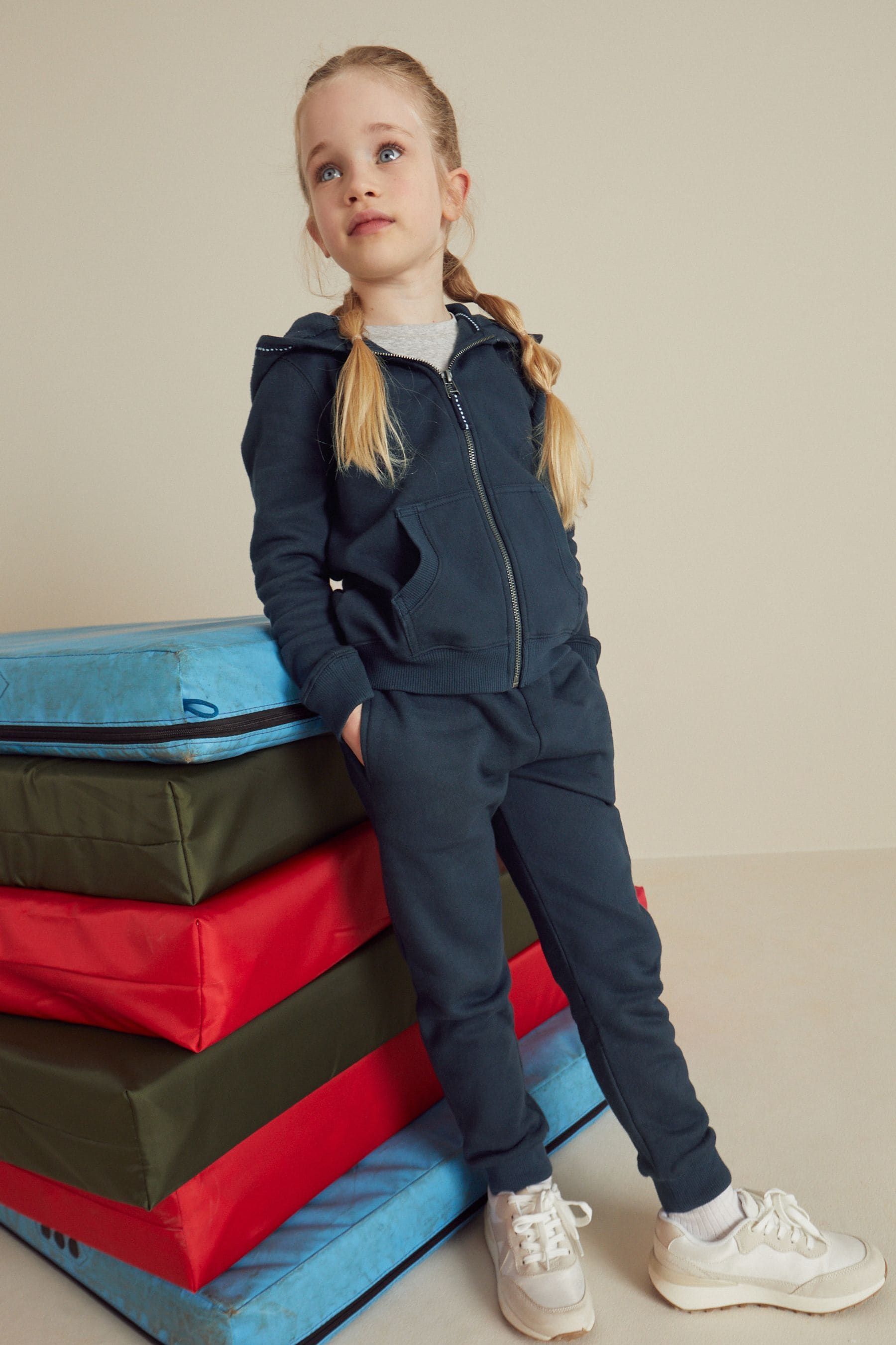 Navy Blue Zip Through Hoodie And Joggers School Sports Set (3-16yrs)