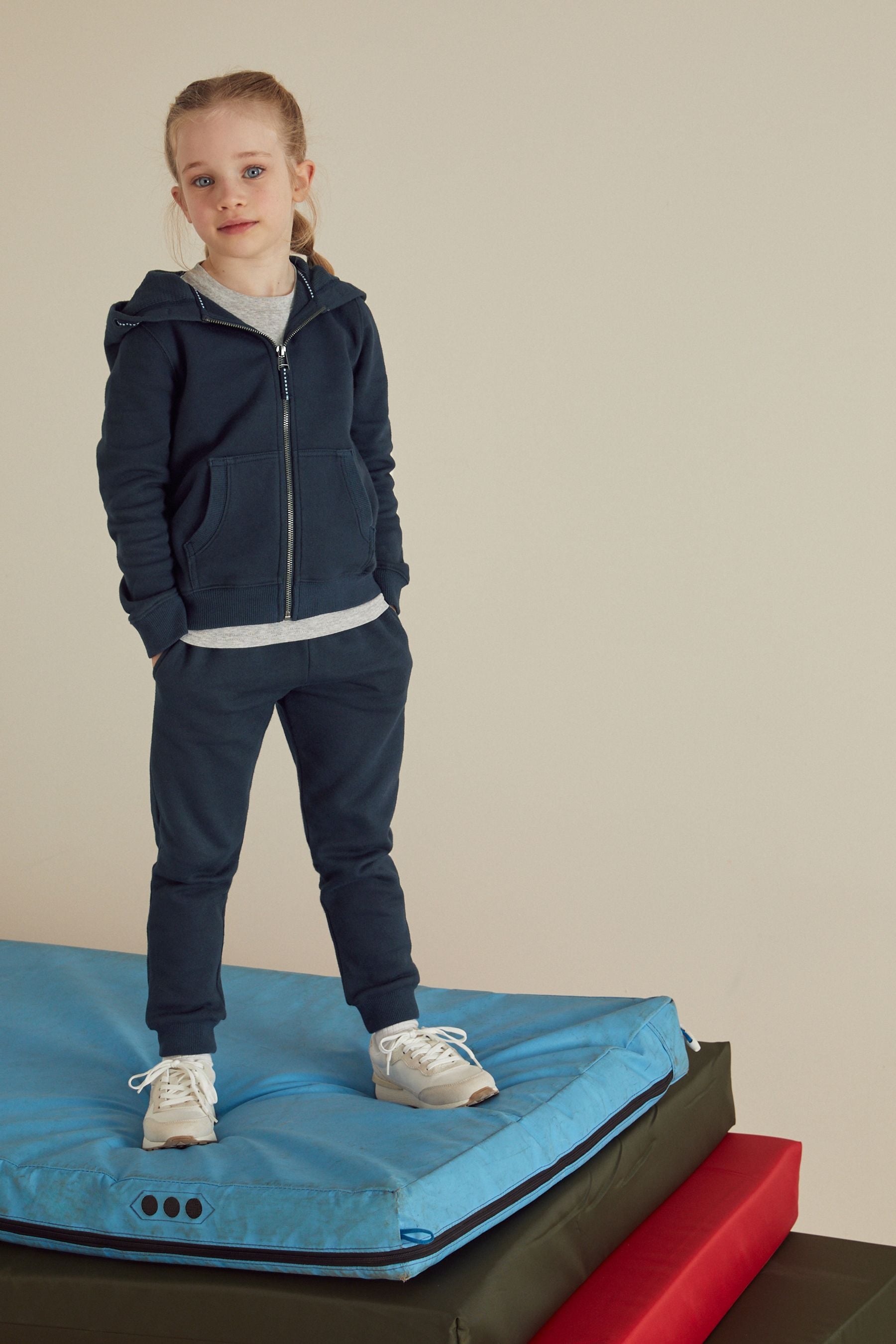 Navy Blue Zip Through Hoodie And Joggers School Sports Set (3-16yrs)