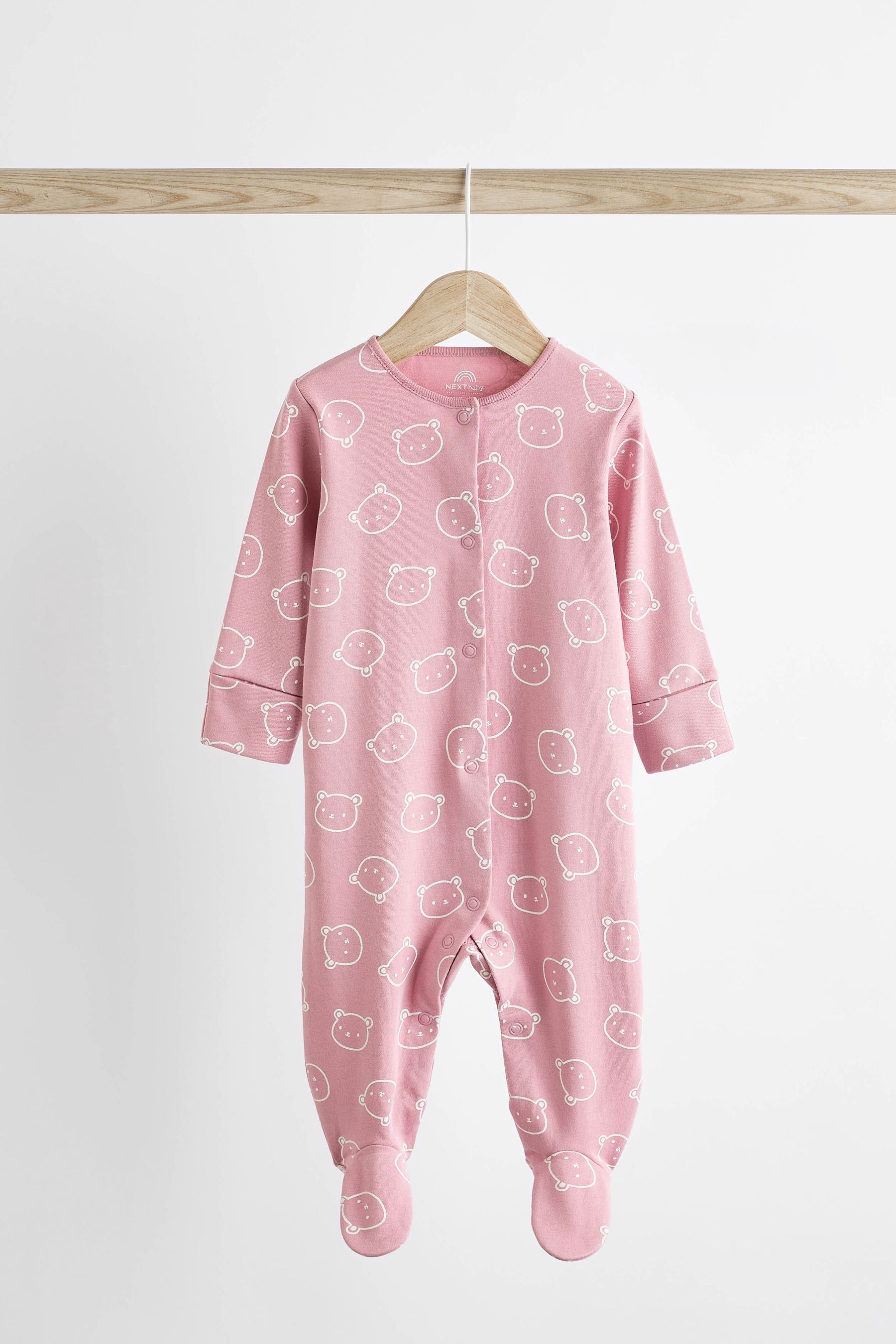 Pink Baby 100% Cotton Sleepsuits 3 Pack (0-2yrs)