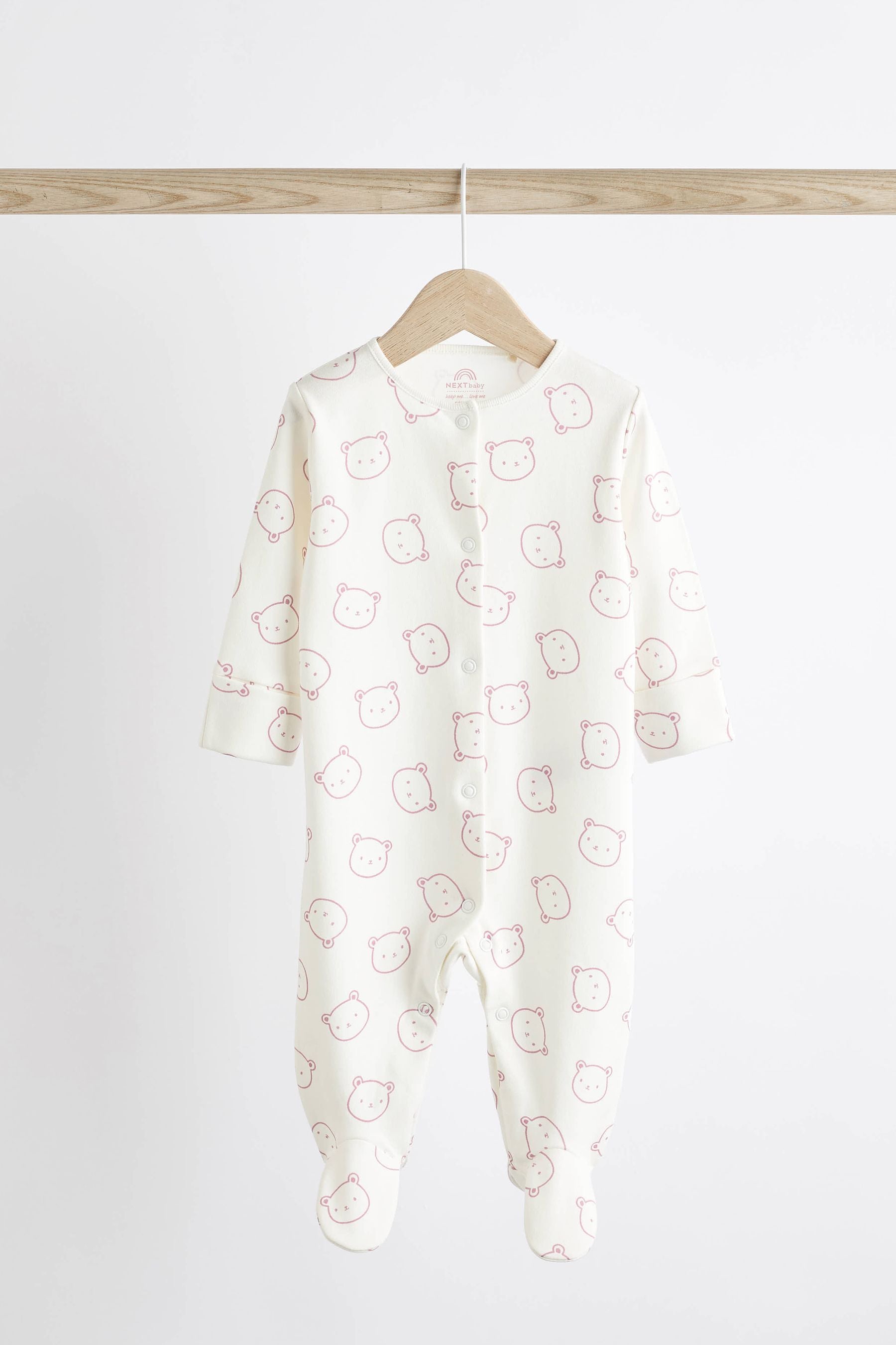 Pink Baby 100% Cotton Sleepsuits 3 Pack (0-2yrs)