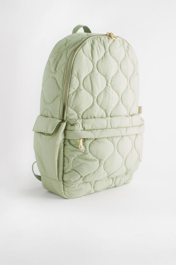 Sage Green Quilted Backpack