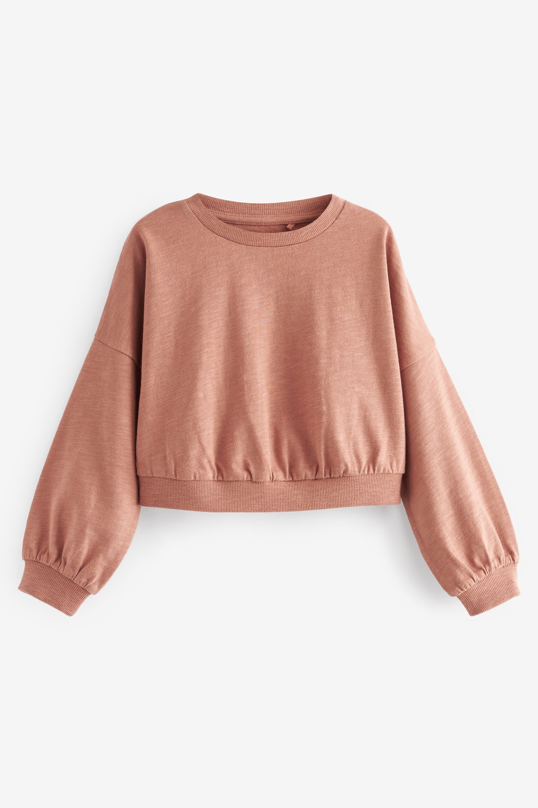 Brown Boxy Long Sleeve Cuffed Sweat Top (3-16yrs)