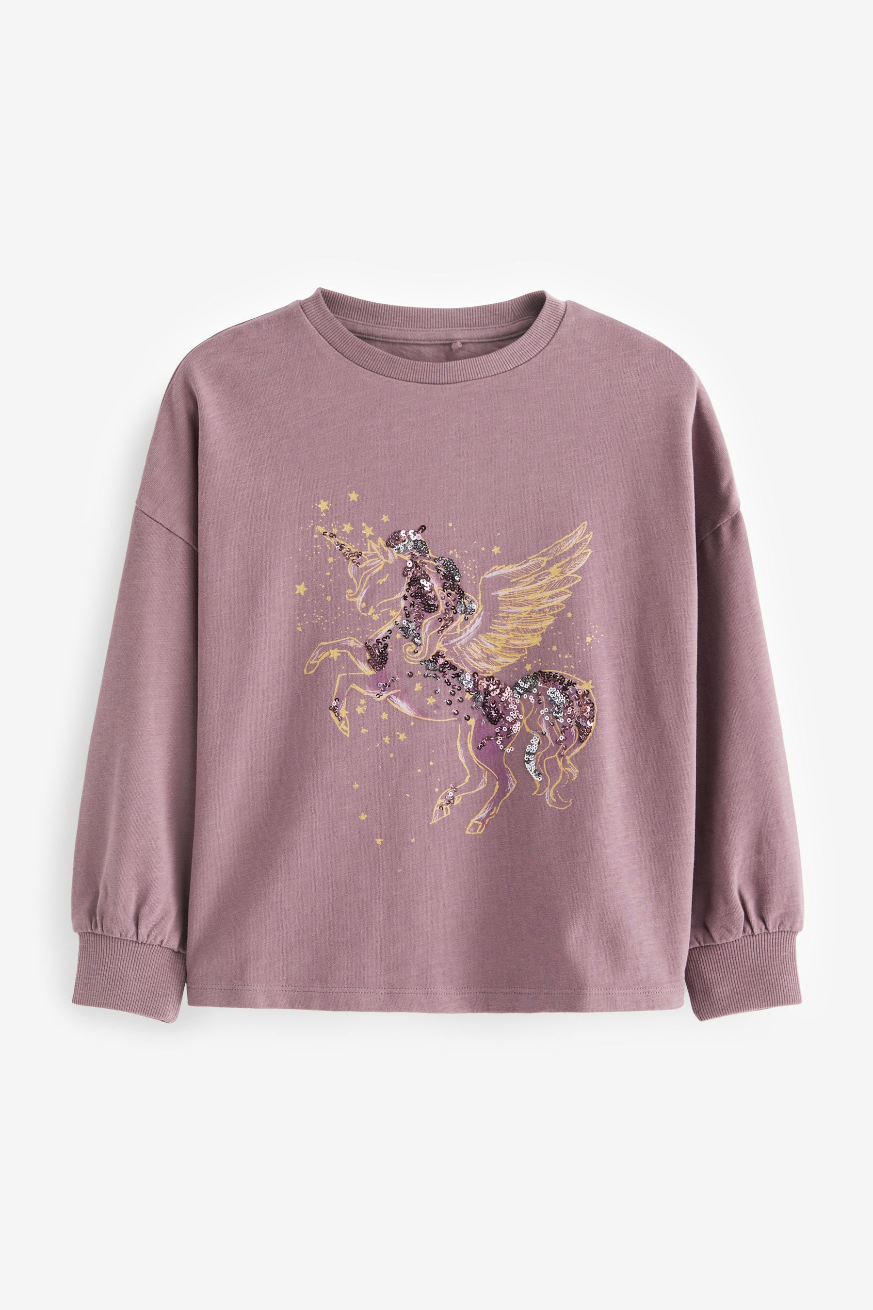 Purple Confetti Dance Ruche Back Long Sleeve T-Shirt (3-16yrs)