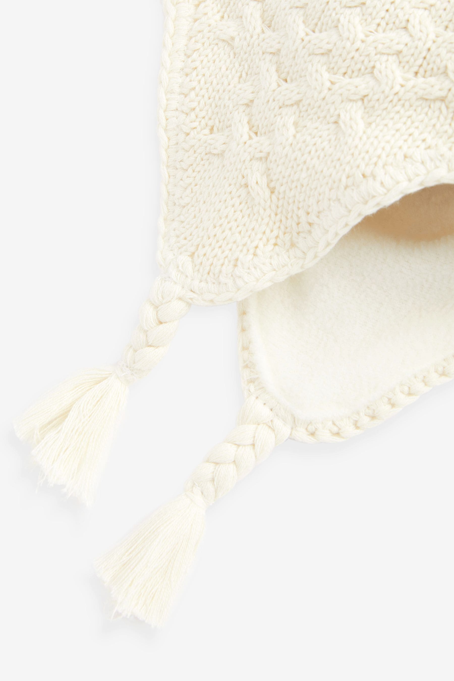 Cream Double Pom Baby Trapper Hat (0mths-2yrs)