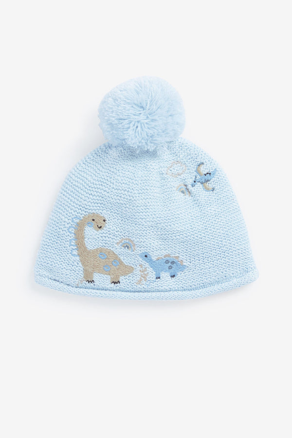 Blue Knitted Pom Dino Hat (0mths-2yrs)