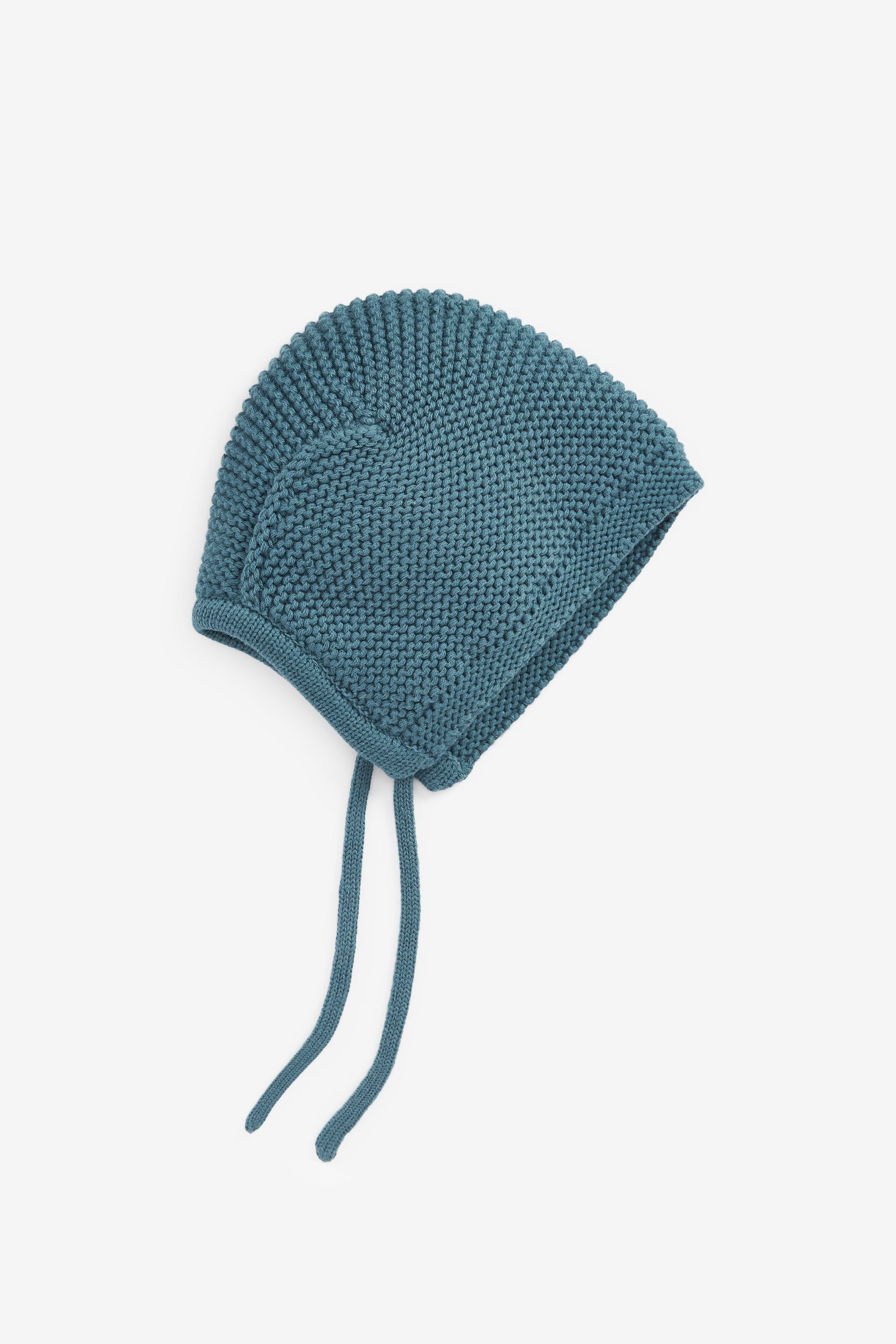 Blue Knitted Bonnet Baby Hat (0mths-2yrs)