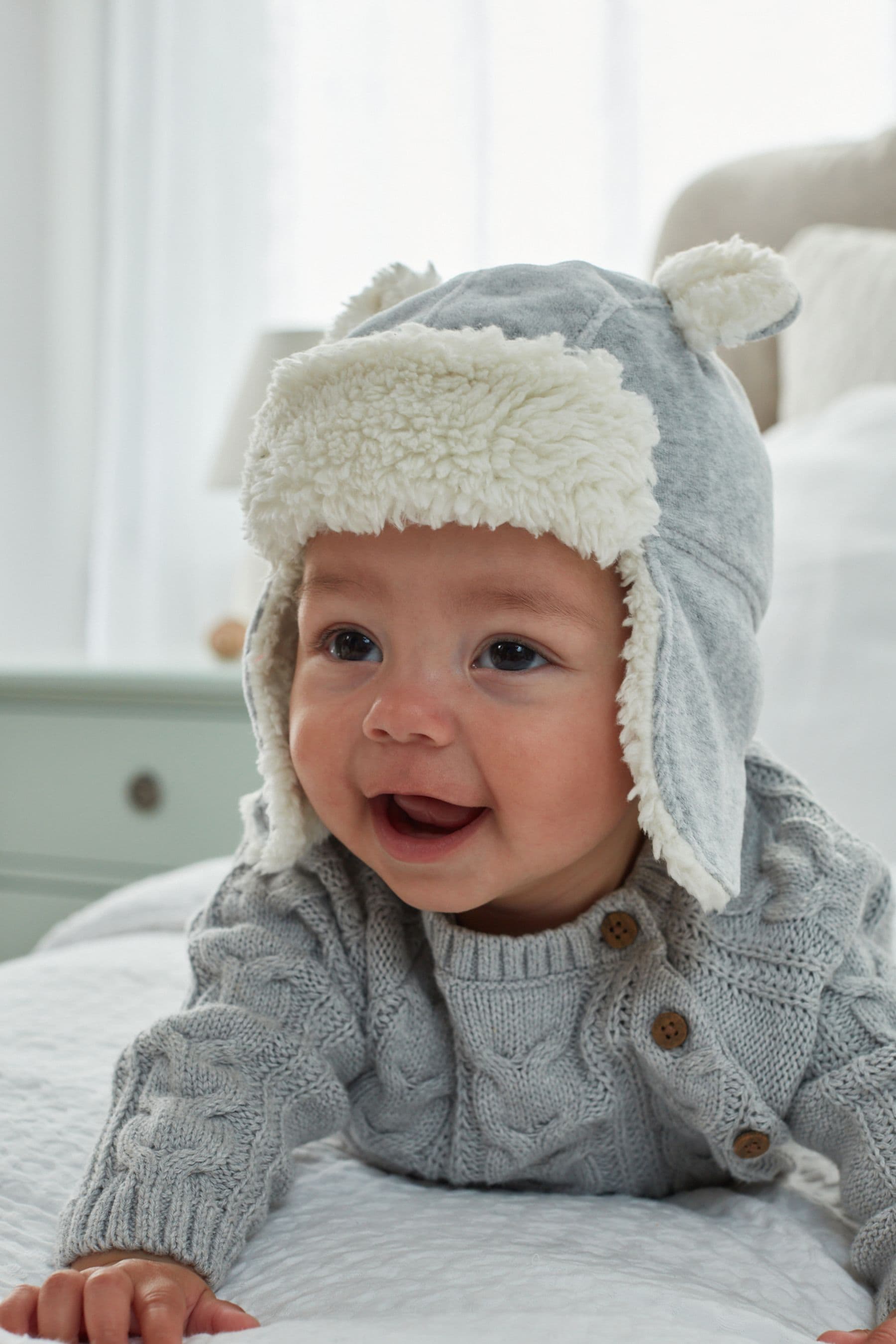 Grey Baby Borg Trapper Hat (0mths-2yrs)