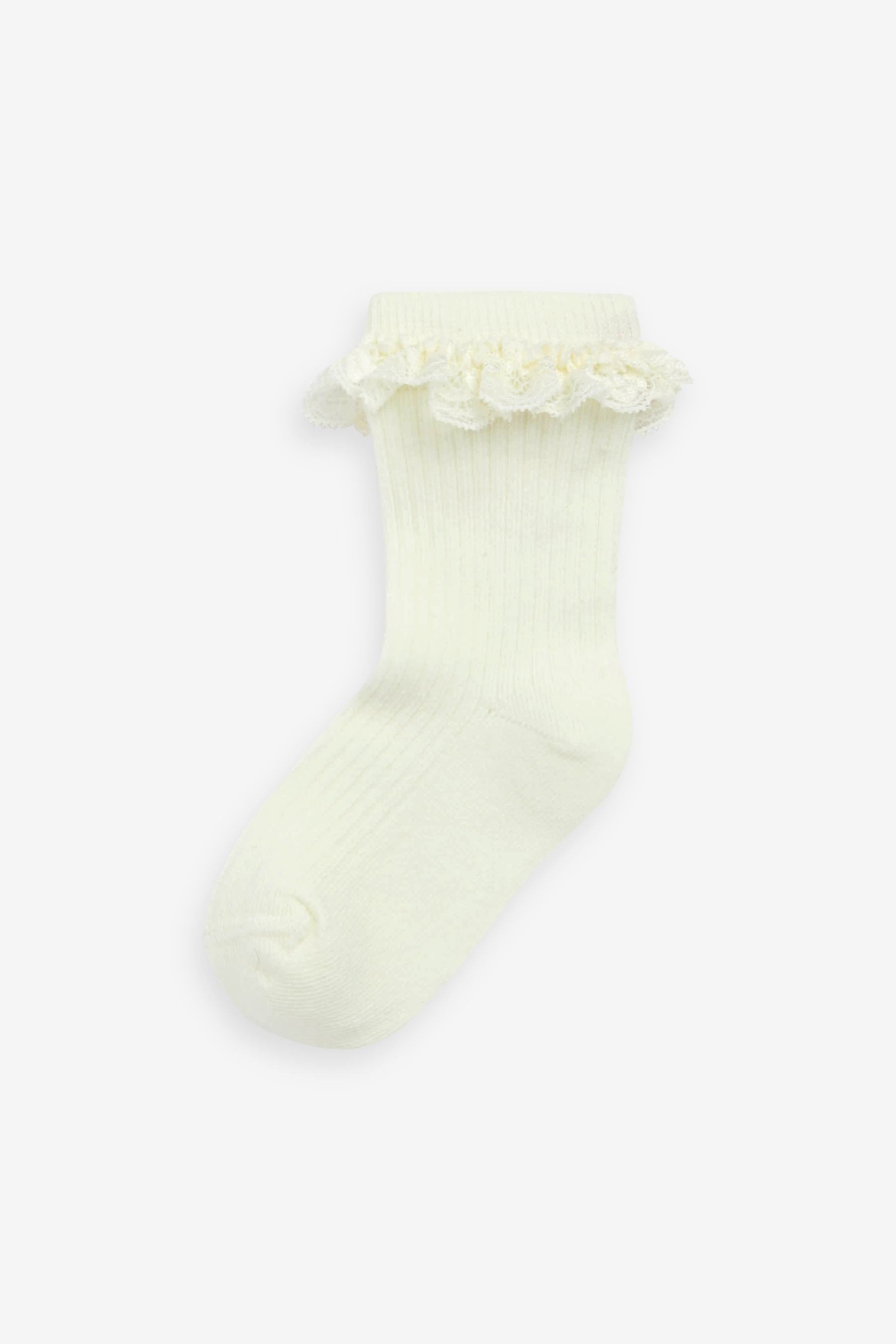 Sage Green Lace Trim Baby Socks 3 Pack (0mths-2yrs)