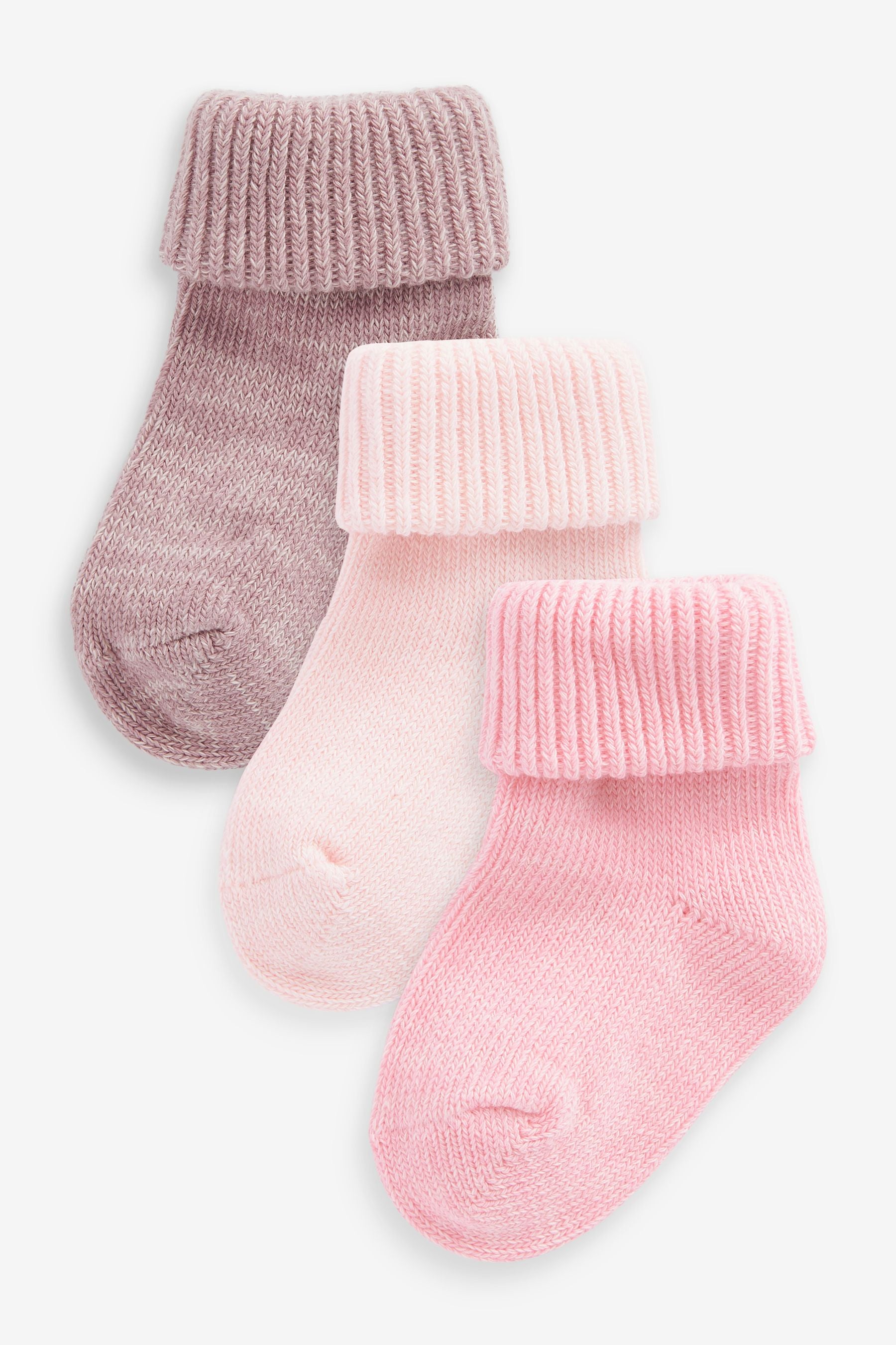 Pink Baby Chunky Knit Socks 3 Packs (0mths-2yrs)