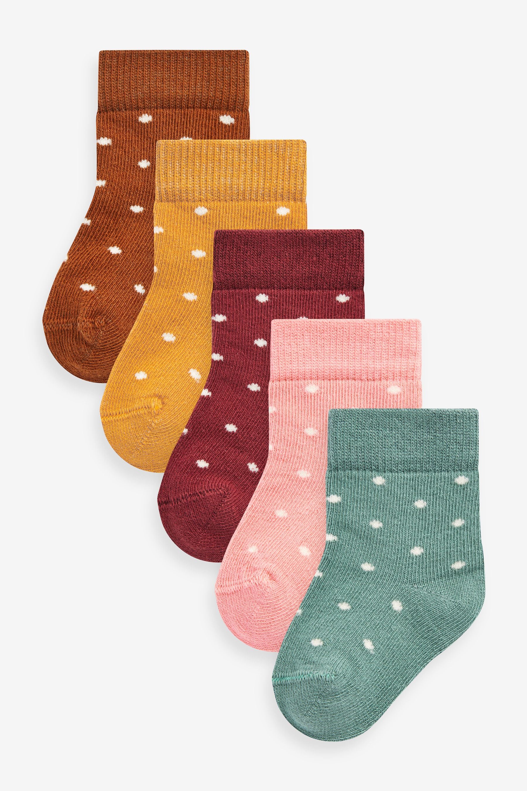 Muted Spot Baby Socks 5 Pack (0mths-2yrs)