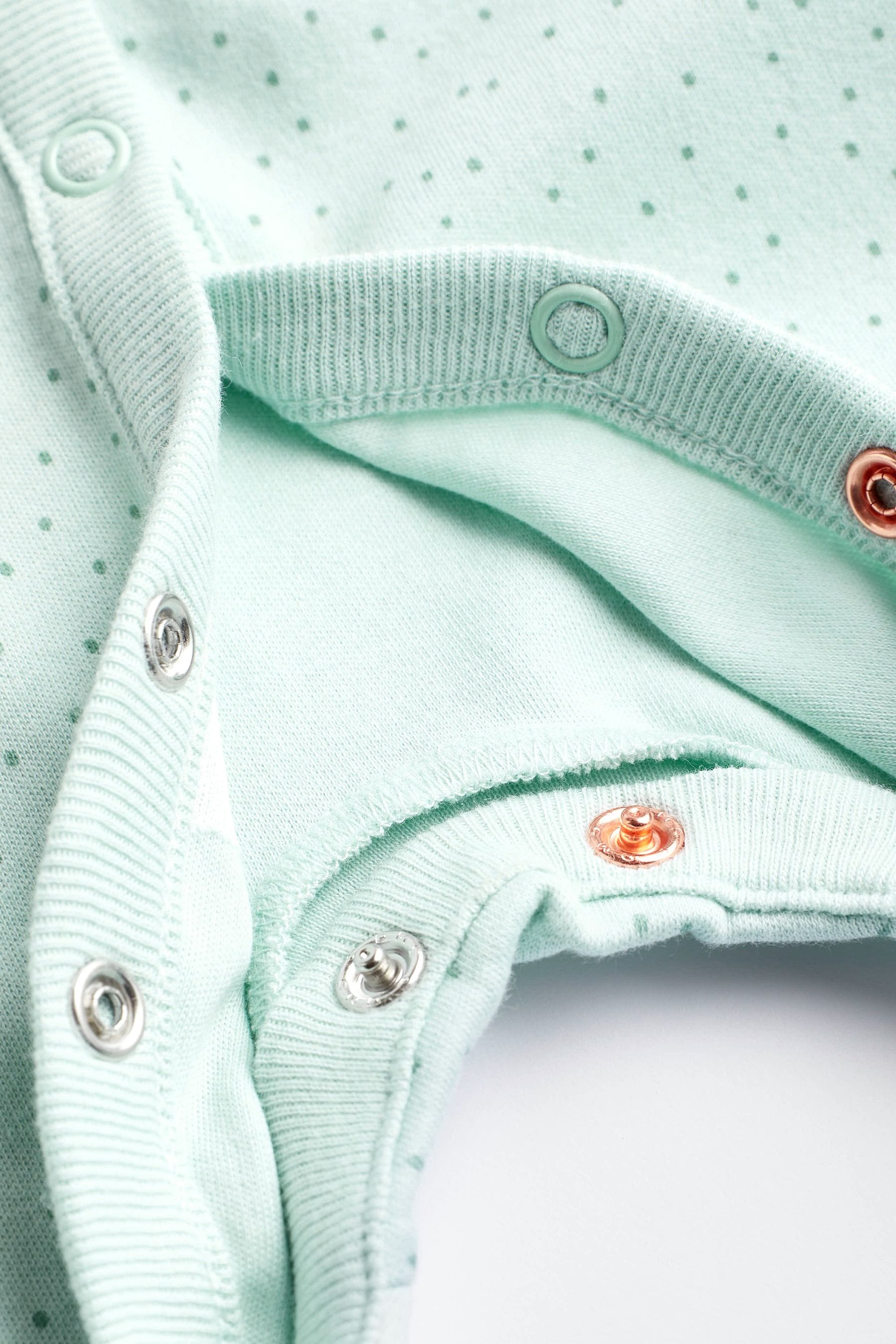 Mint Green Cotton Baby Sleepsuits 3 Pack (0-2yrs)