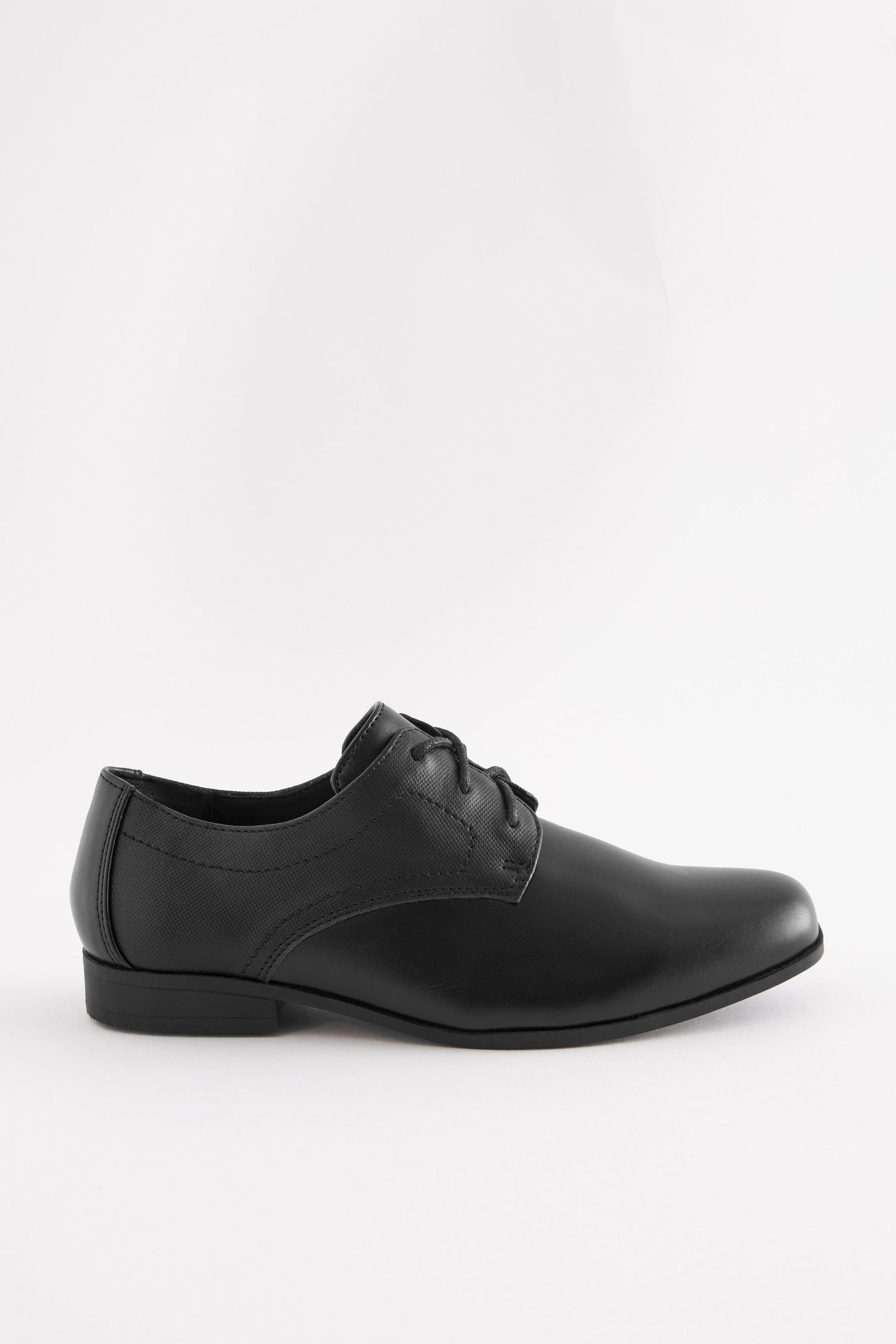 Black Perforated School Lace-Up Shoes