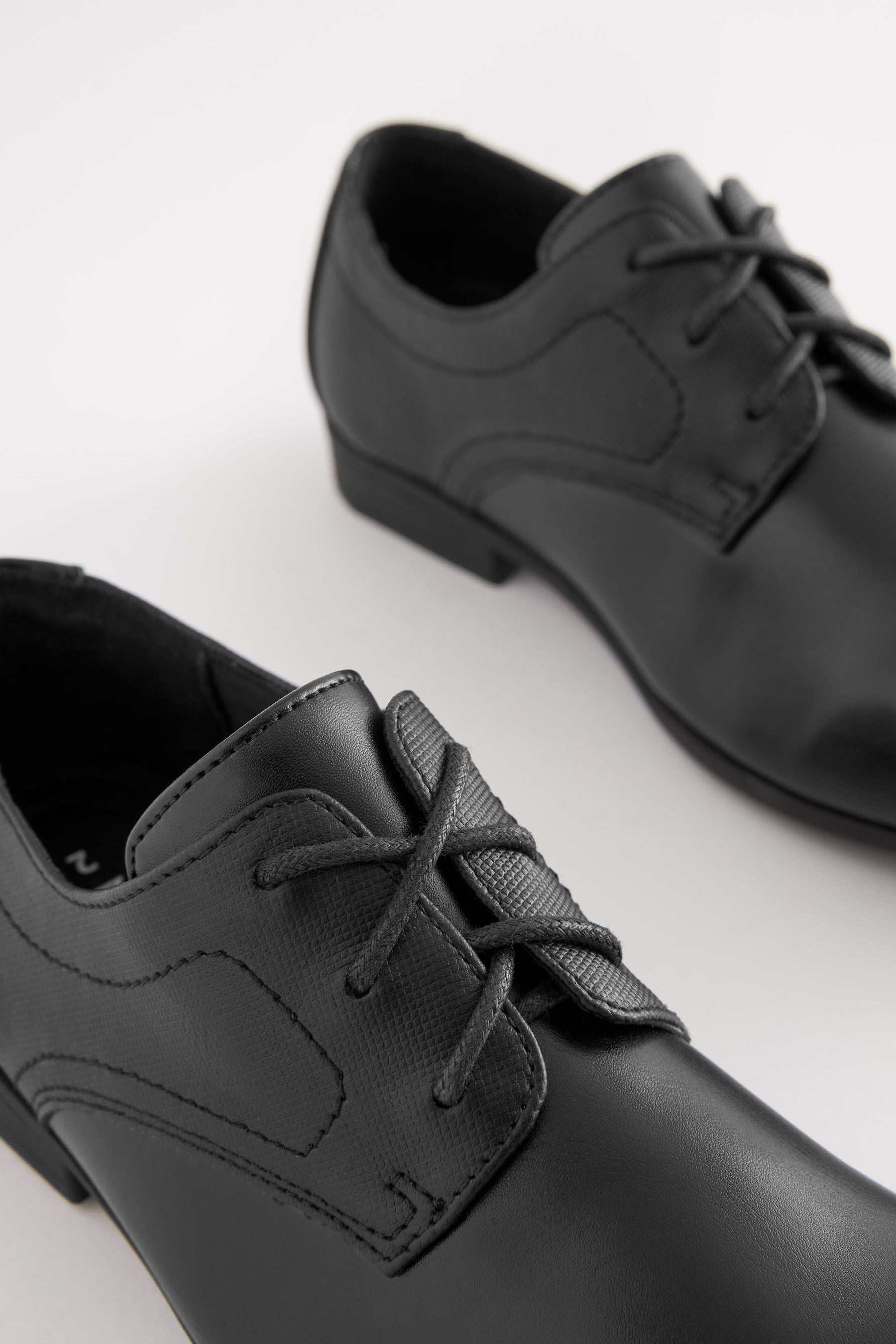 Black Perforated School Lace-Up Shoes