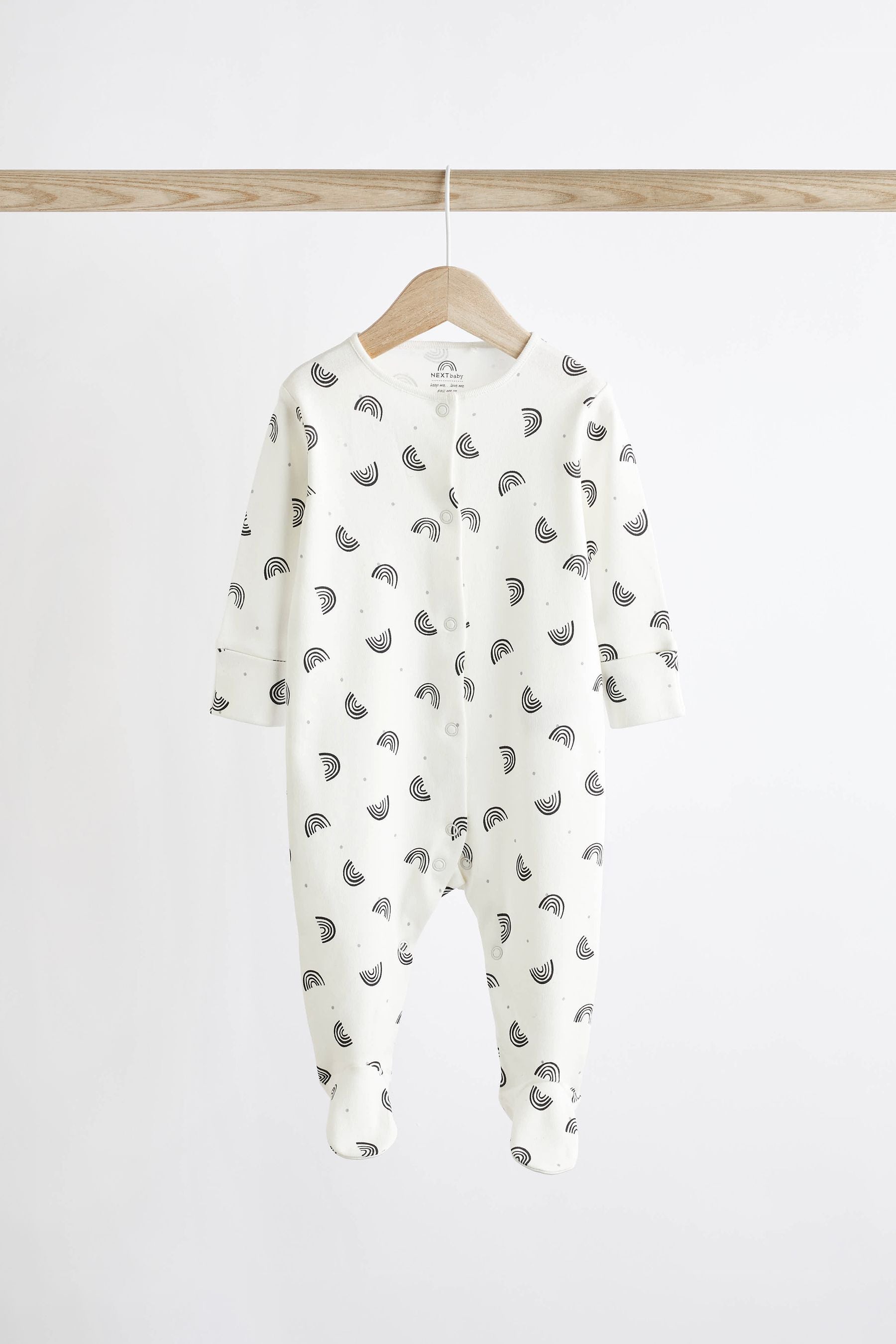 Monochrome 4 Pack Baby Printed Long Sleeve Sleepsuits (0-2yrs)