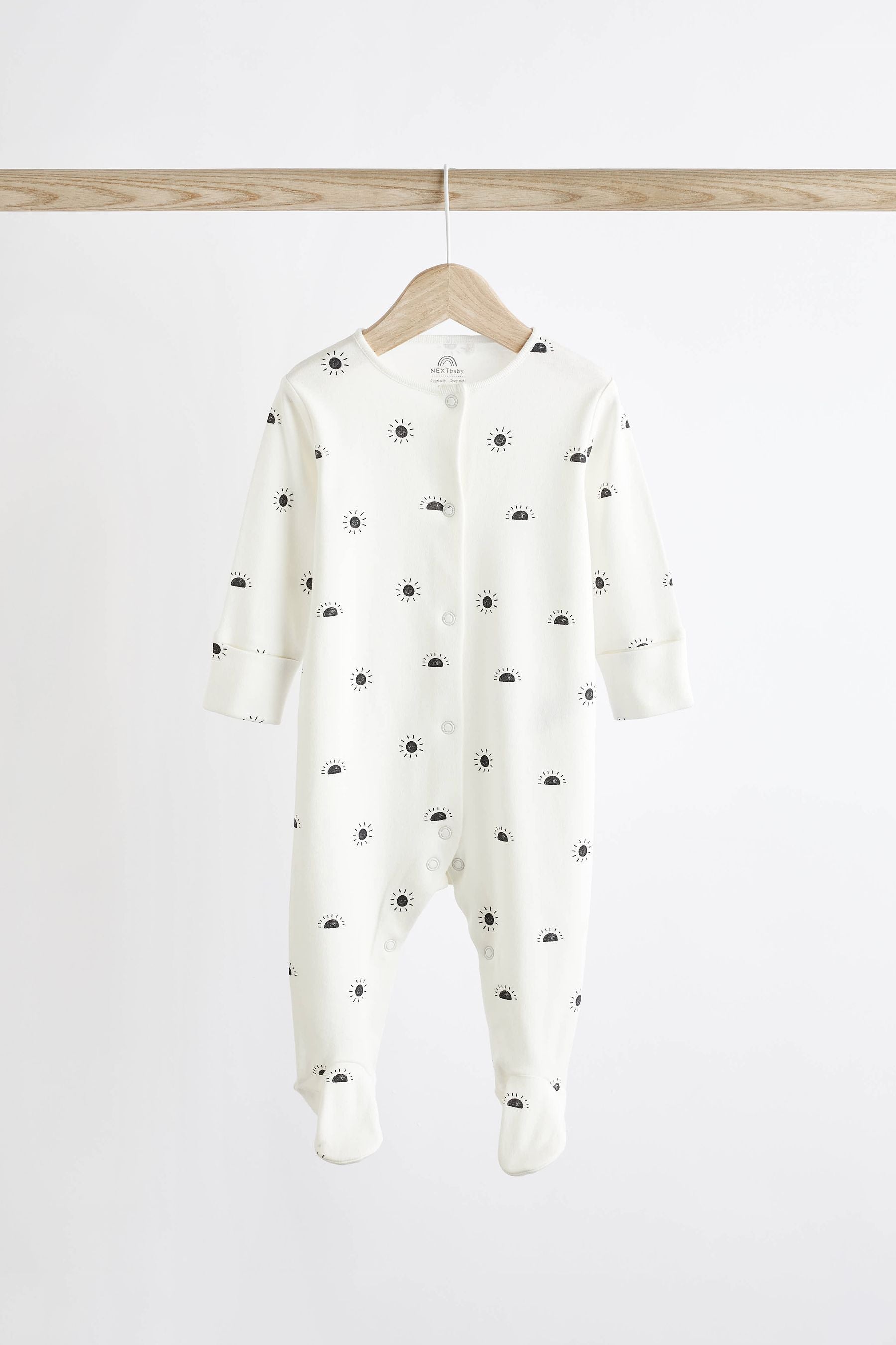 Monochrome 4 Pack Baby Printed Long Sleeve Sleepsuits (0-2yrs)