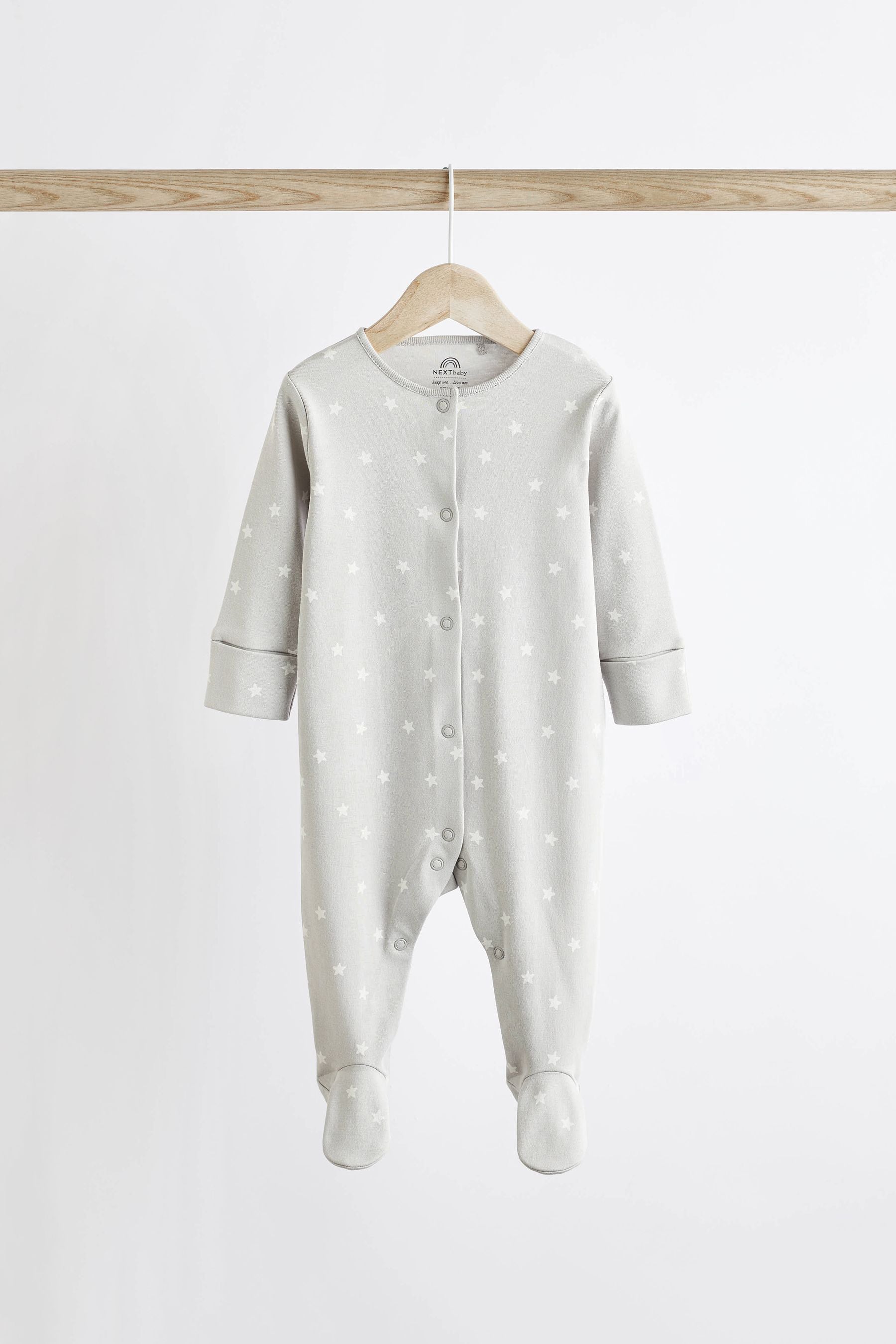 Monochrome 4 Pack Baby Printed Long Sleeve Sleepsuits (0-2yrs)