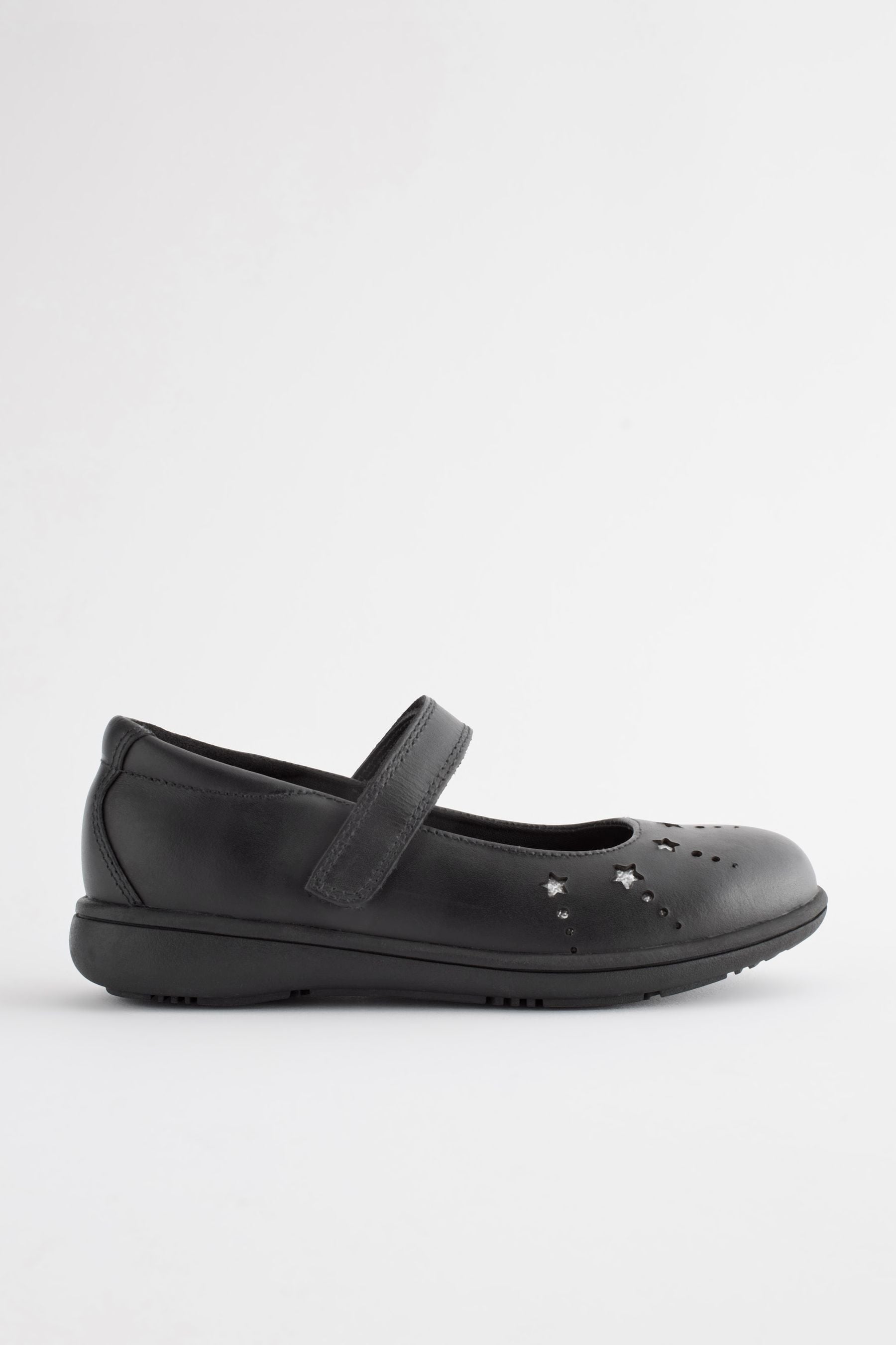 Black School Leather Star Mary Jane Shoes