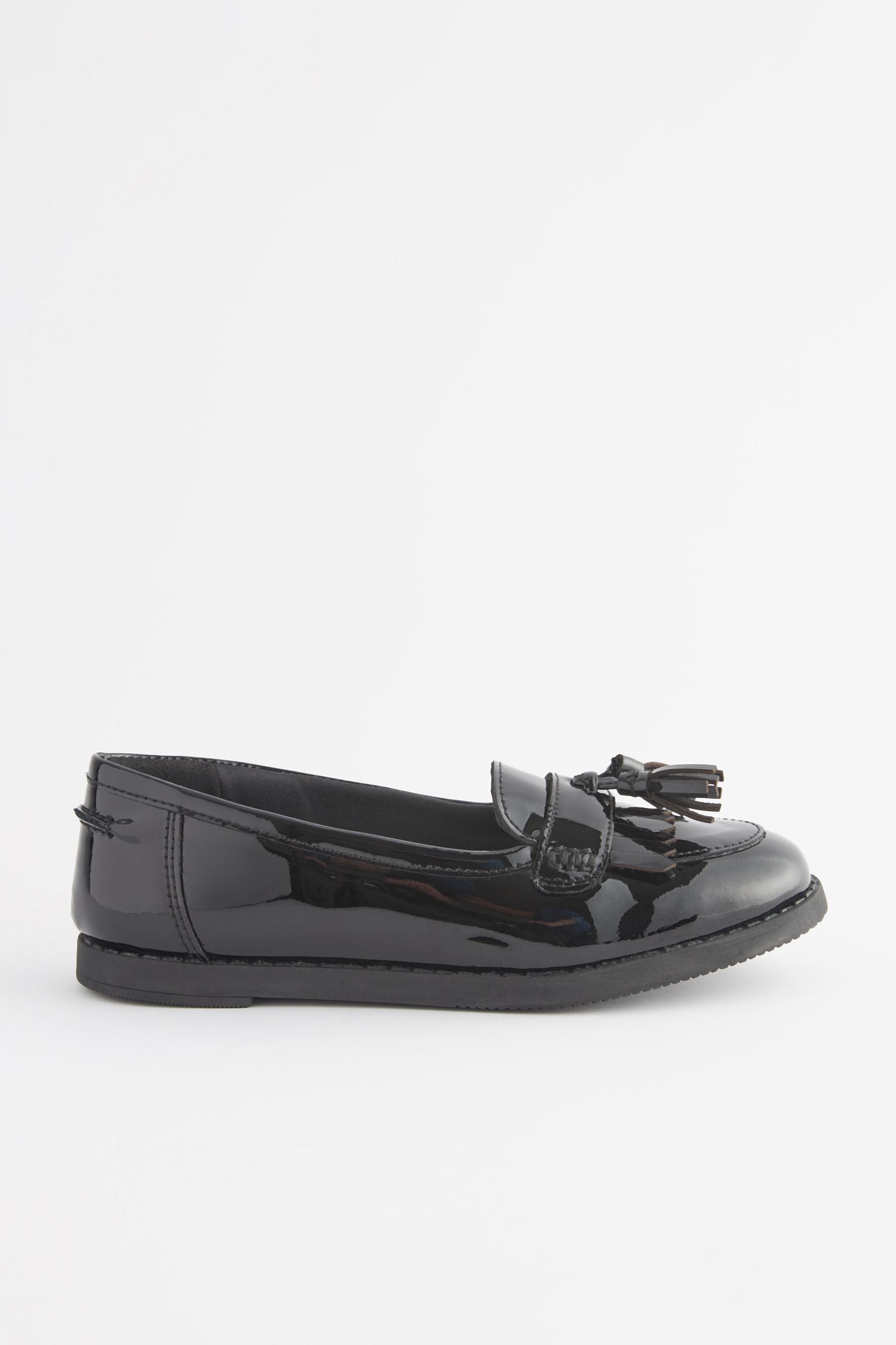 Black Patent School Leather Tassel Loafers