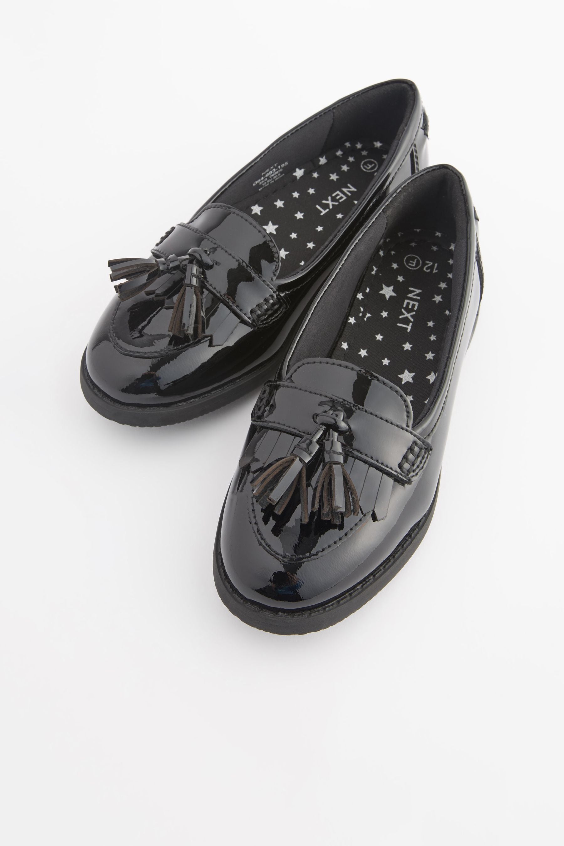 Black Patent School Leather Tassel Loafers