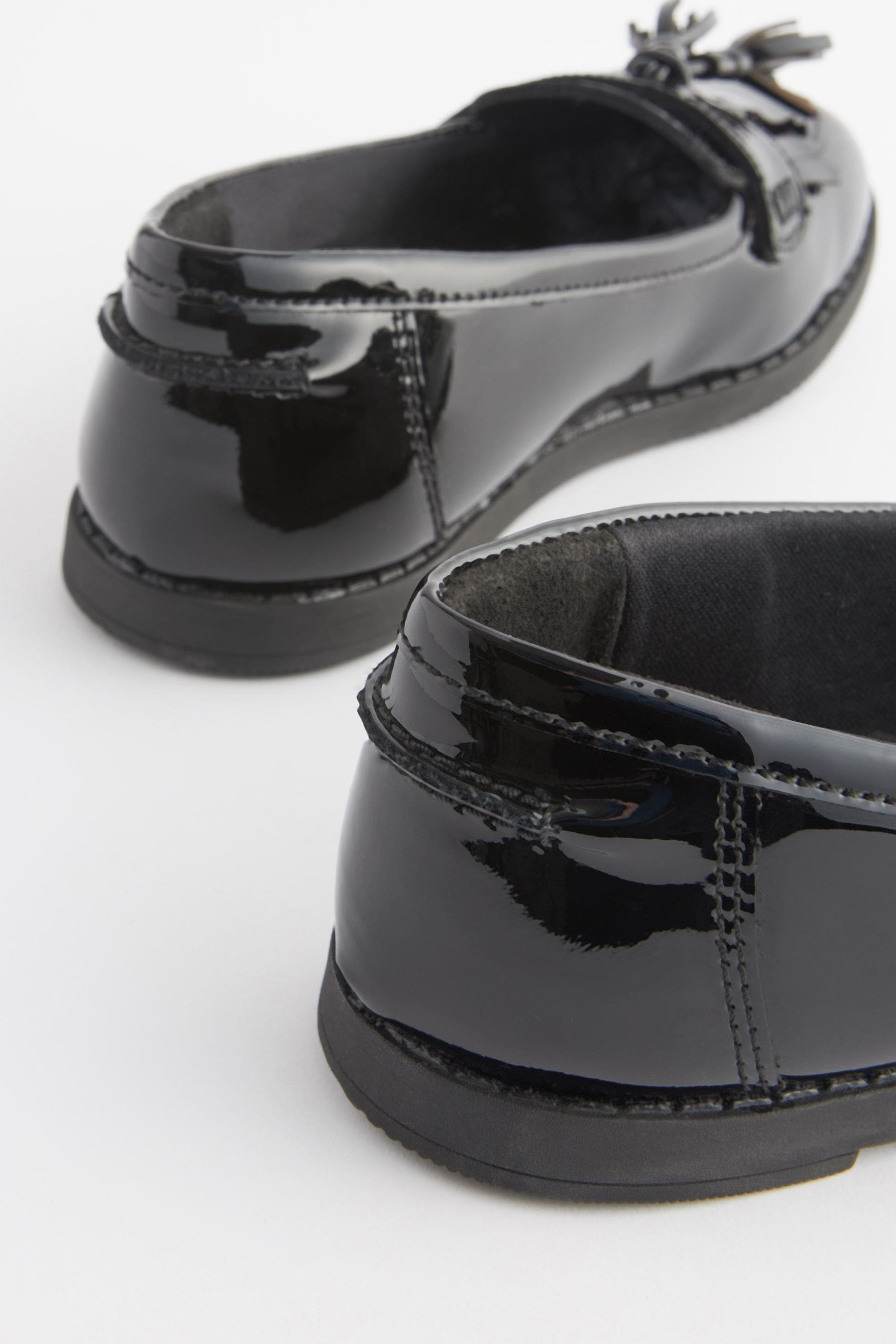 Black Patent School Leather Tassel Loafers