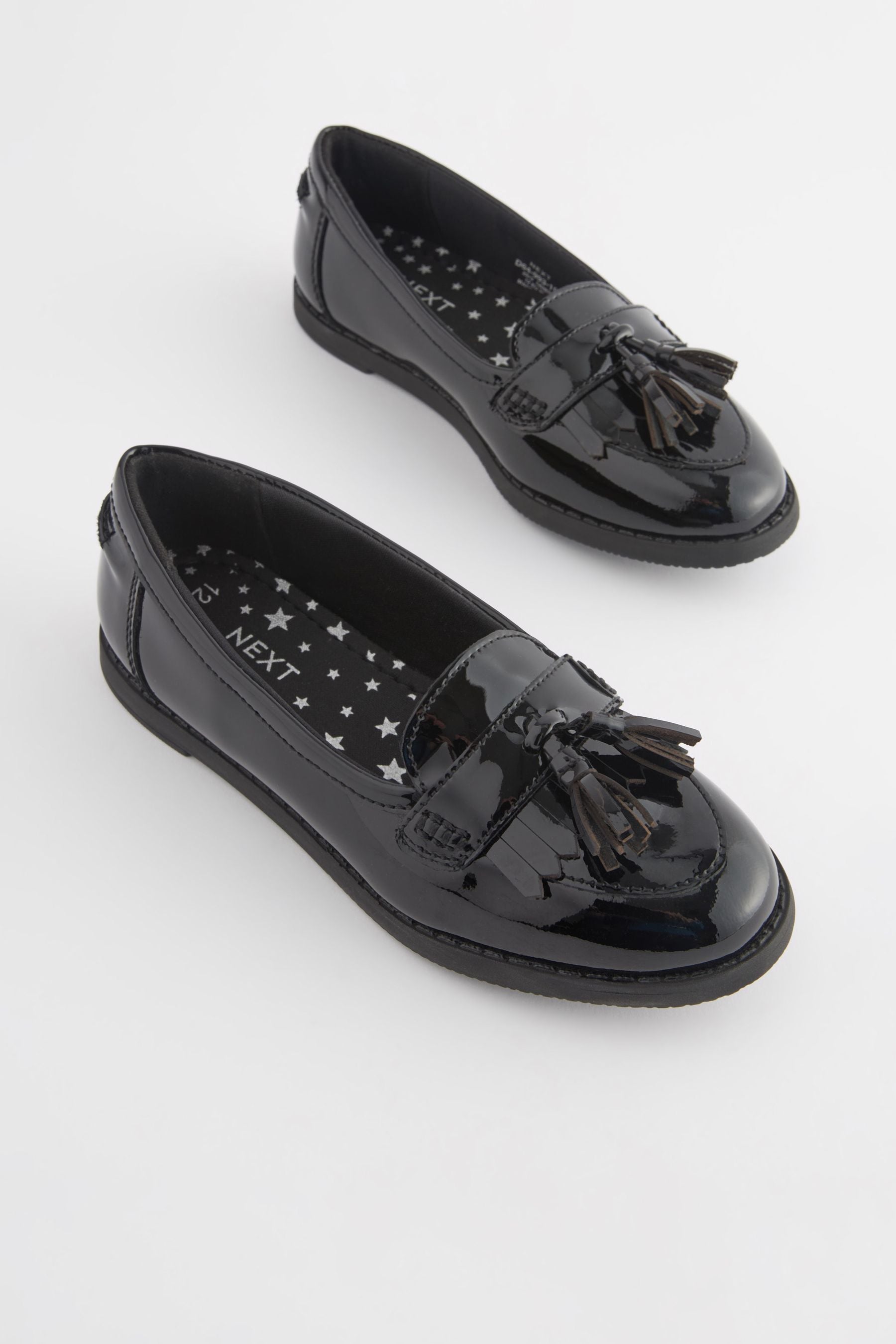 Black Patent School Leather Tassel Loafers