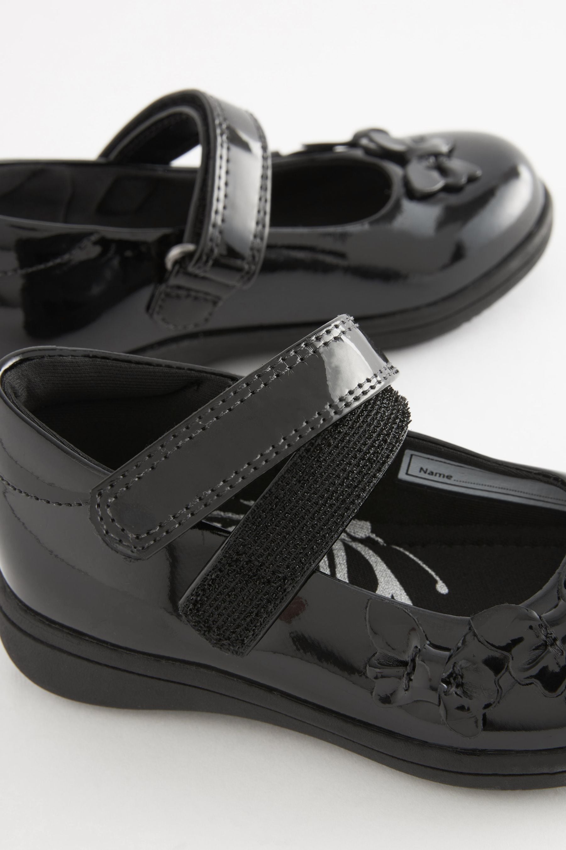 Black Patent Wide Fit (G) School Junior Butterfly Mary Jane Shoes