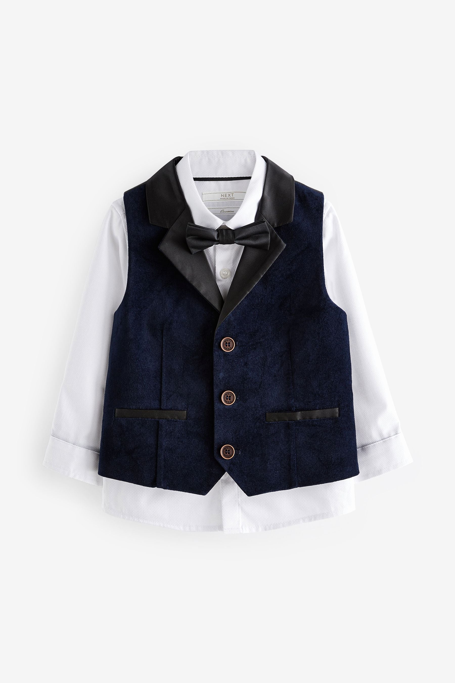 Blue Velvet Waistcoat Set (3mths-7yrs)