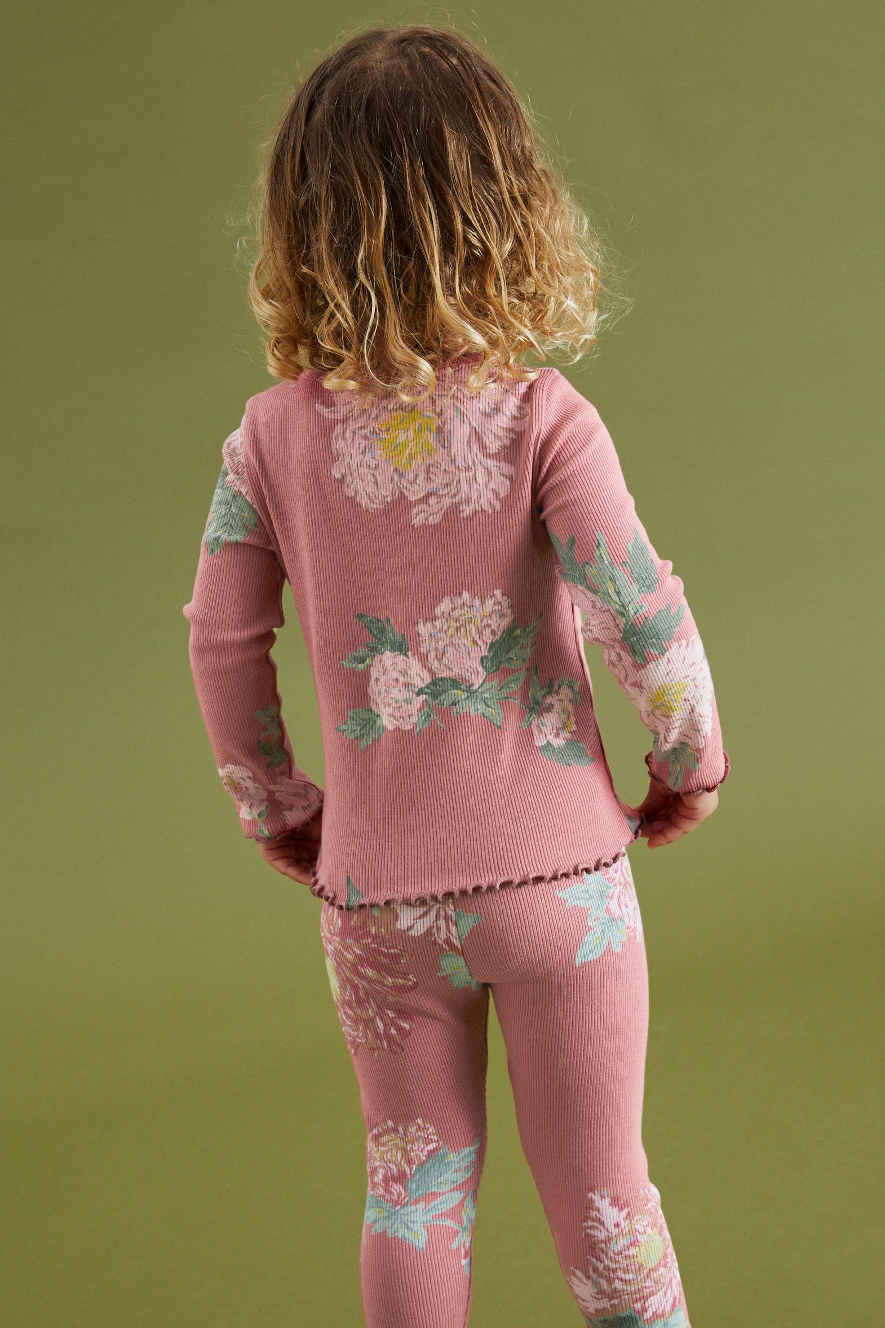 Pink Floral Cotton Rich Long Sleeve Rib T-Shirt (3mths-7yrs)