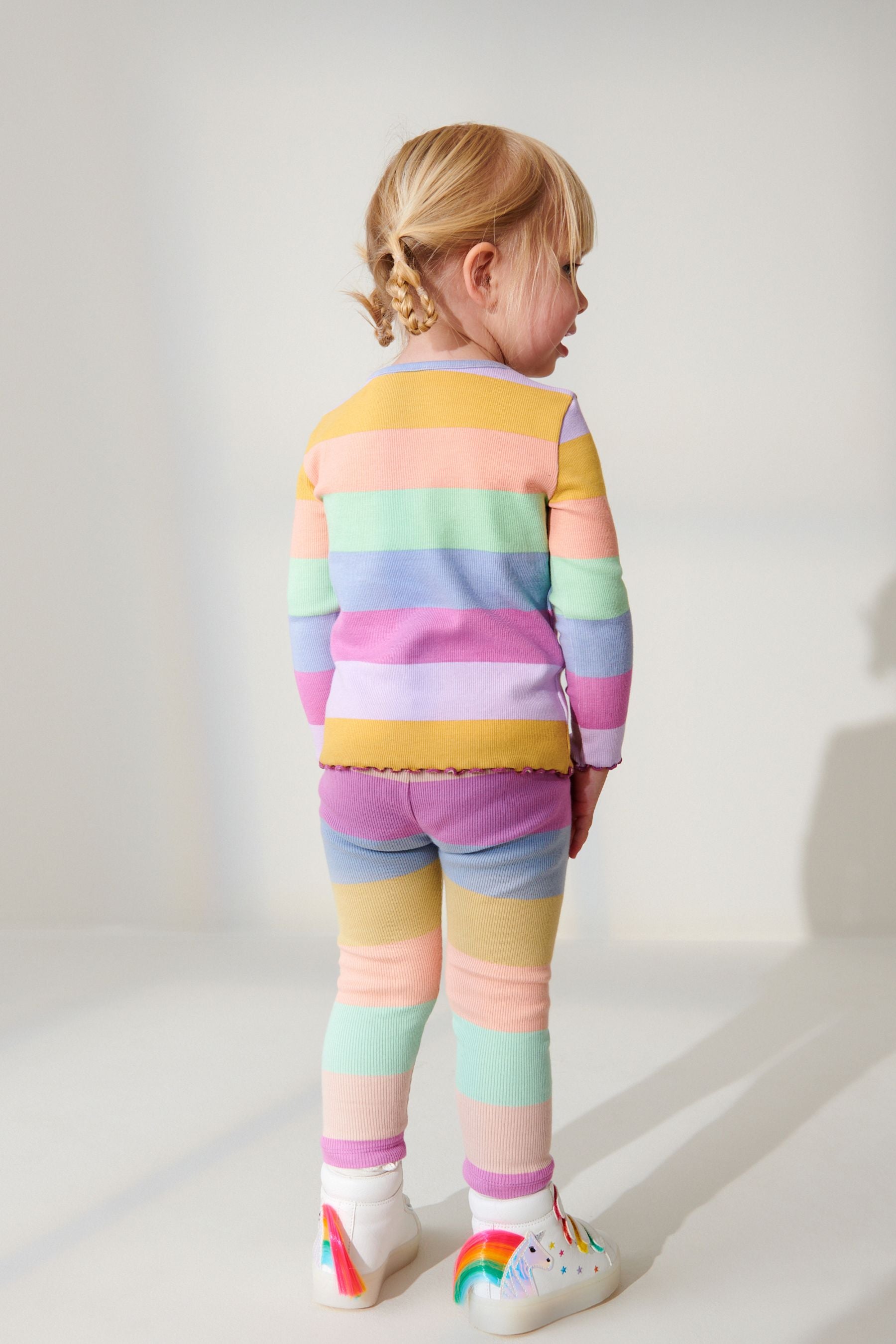 Rainbow stripe Cotton Rich Long Sleeve Rib T-Shirt (3mths-7yrs)