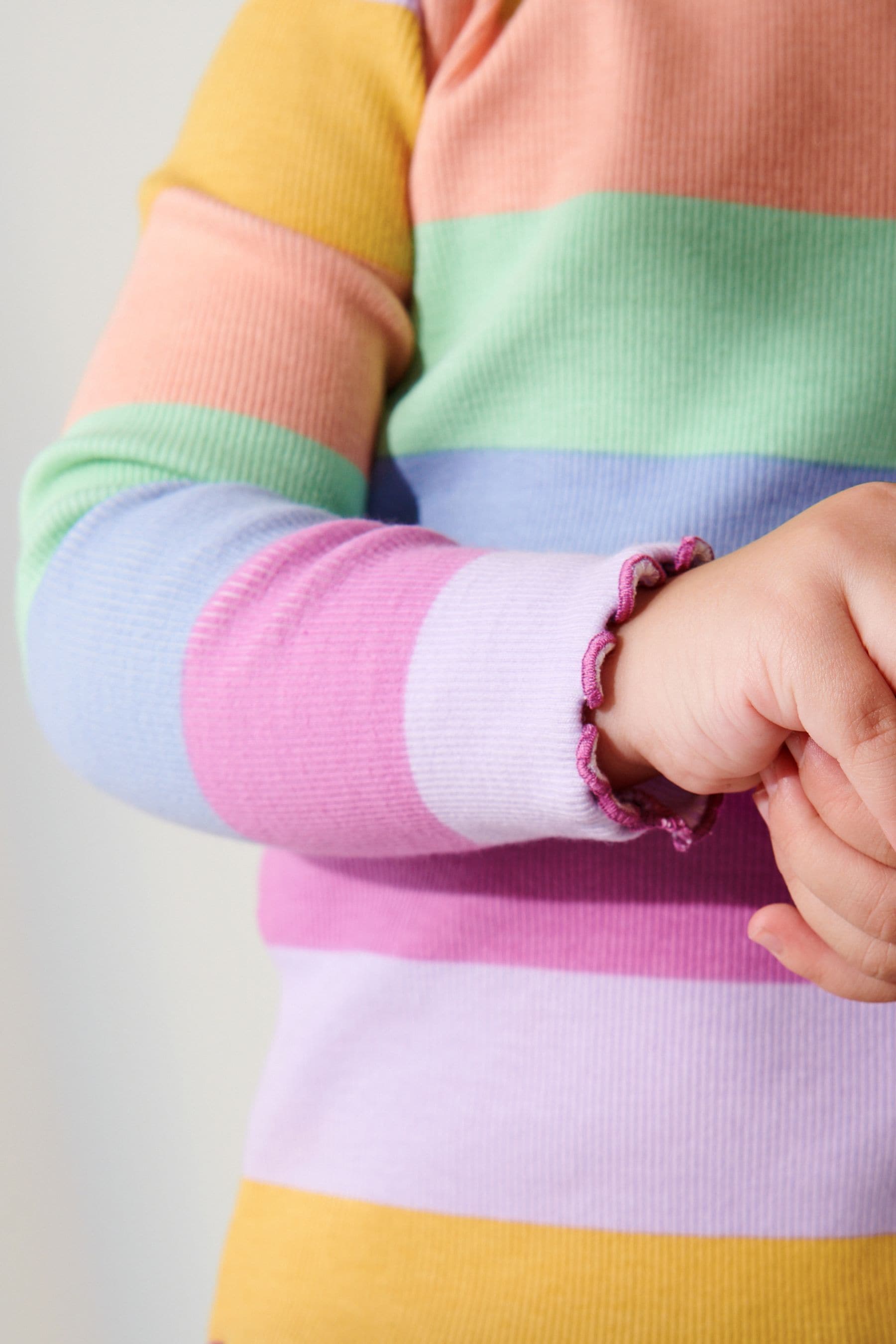 Rainbow stripe Cotton Rich Long Sleeve Rib T-Shirt (3mths-7yrs)