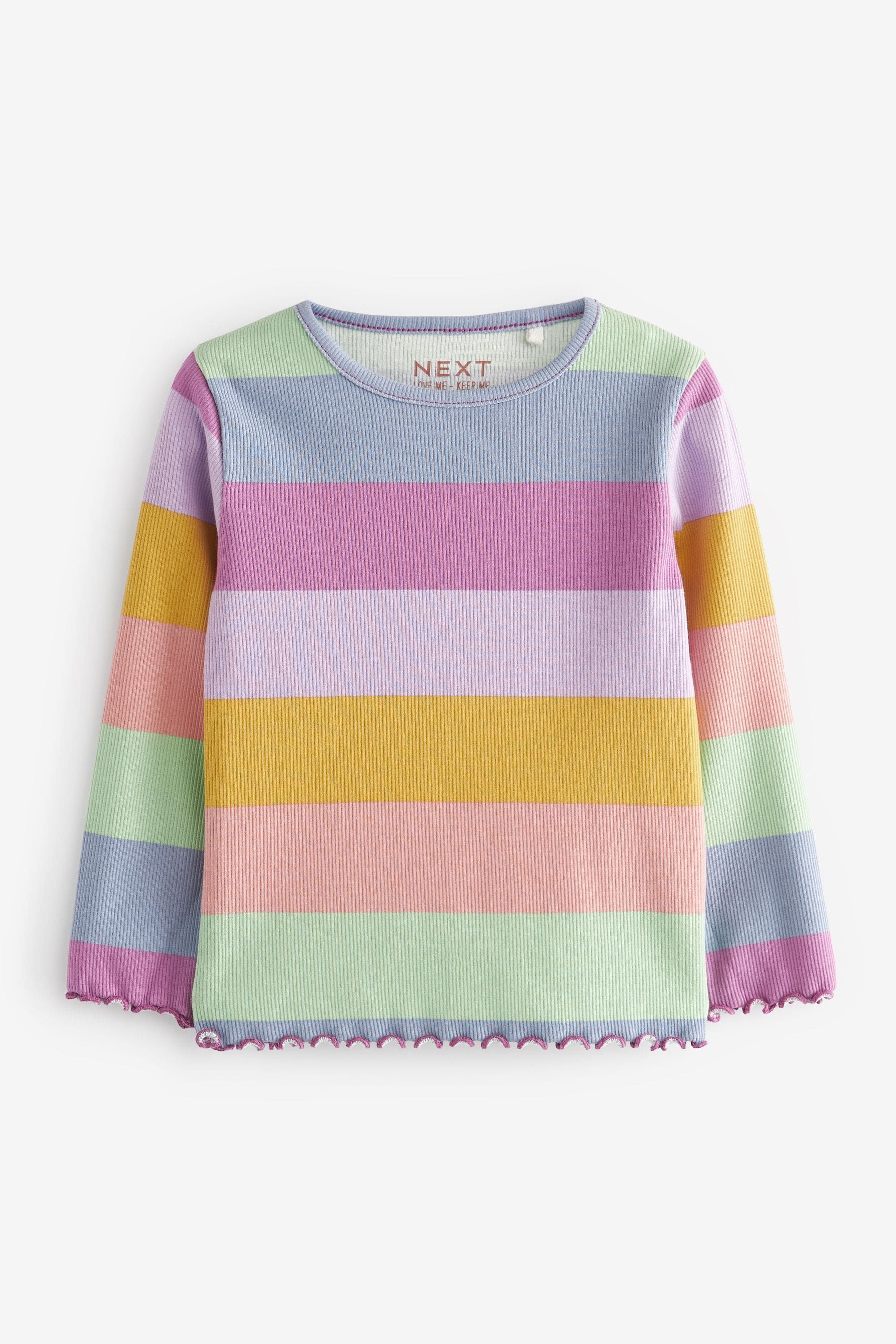 Rainbow stripe Cotton Rich Long Sleeve Rib T-Shirt (3mths-7yrs)