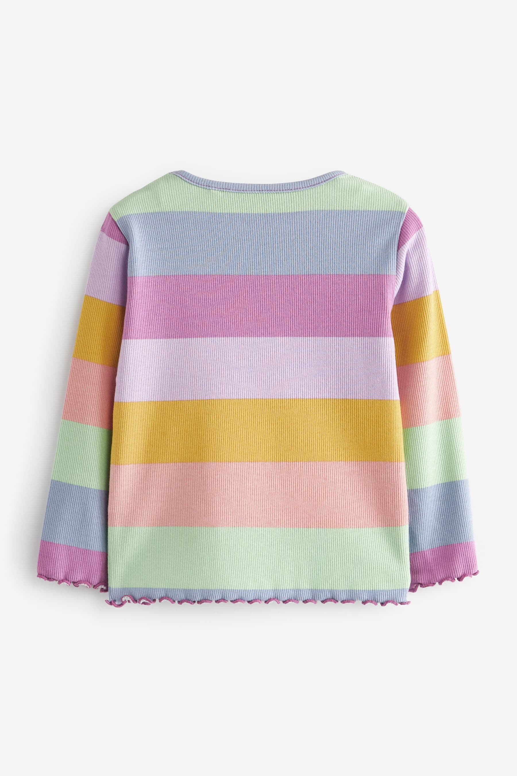 Rainbow stripe Cotton Rich Long Sleeve Rib T-Shirt (3mths-7yrs)