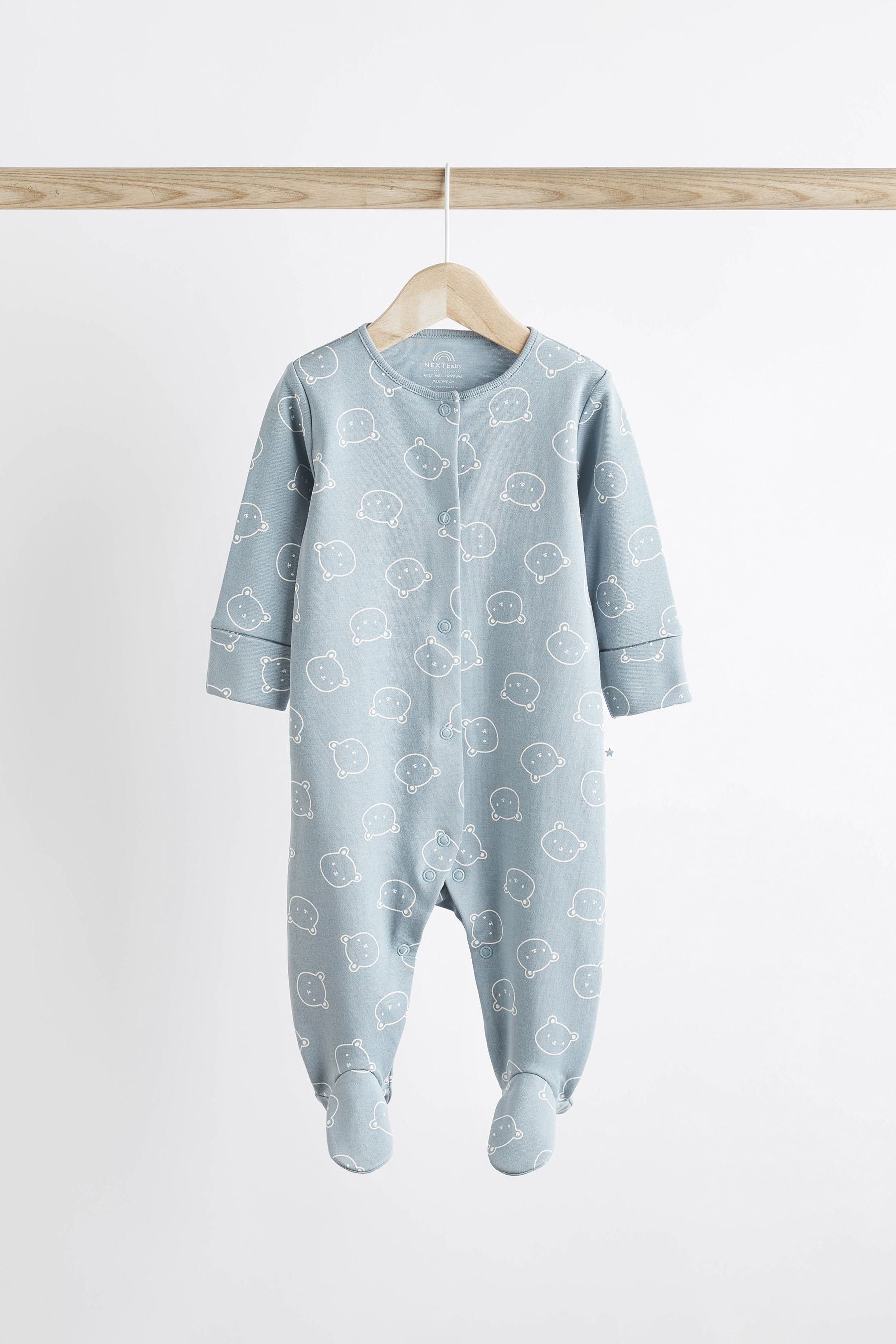 Blue Baby 100% Cotton Sleepsuits 3 Pack (0-2yrs)