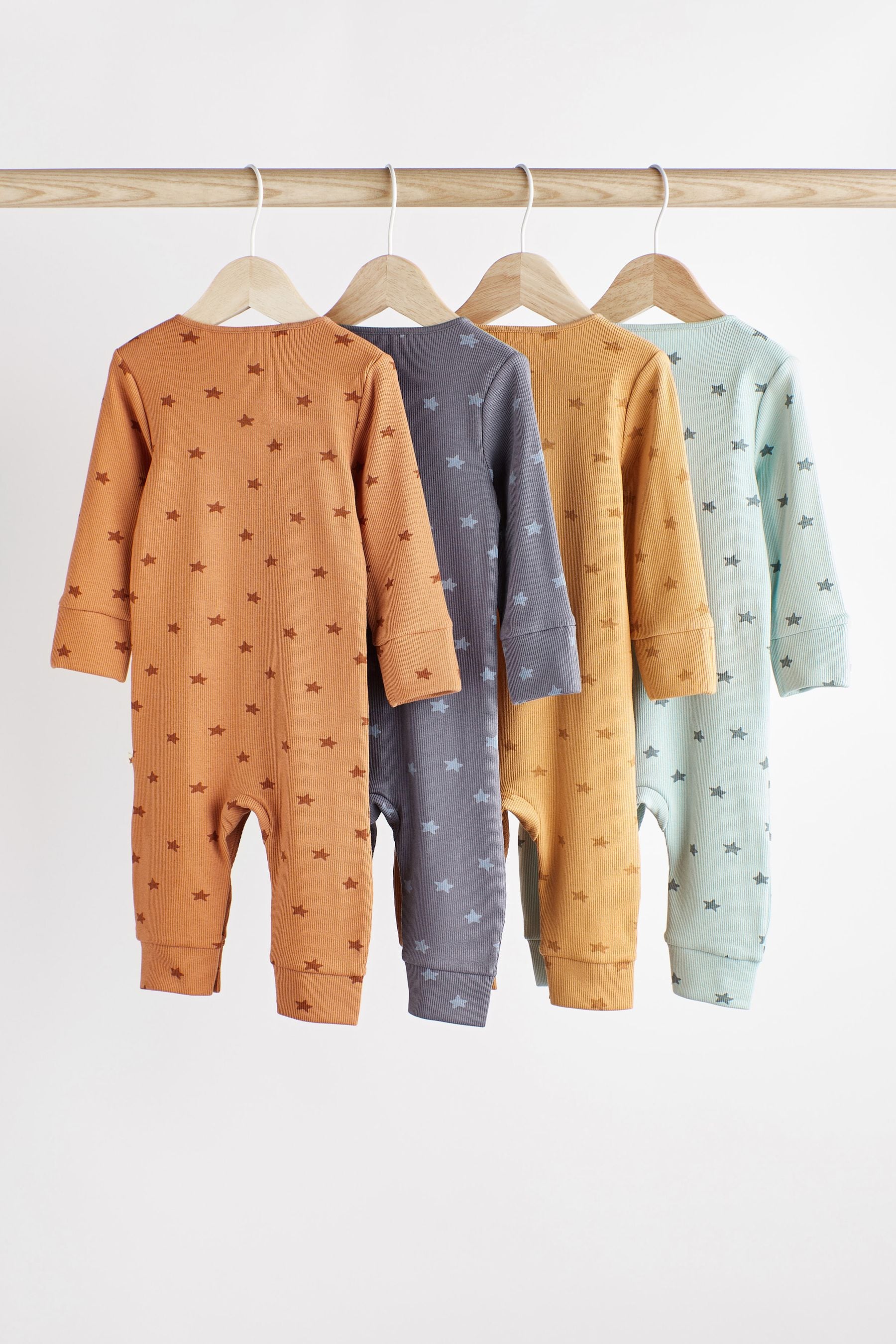 Neutral Baby Star Sleepsuits 4 Pack (0mths-3yrs)