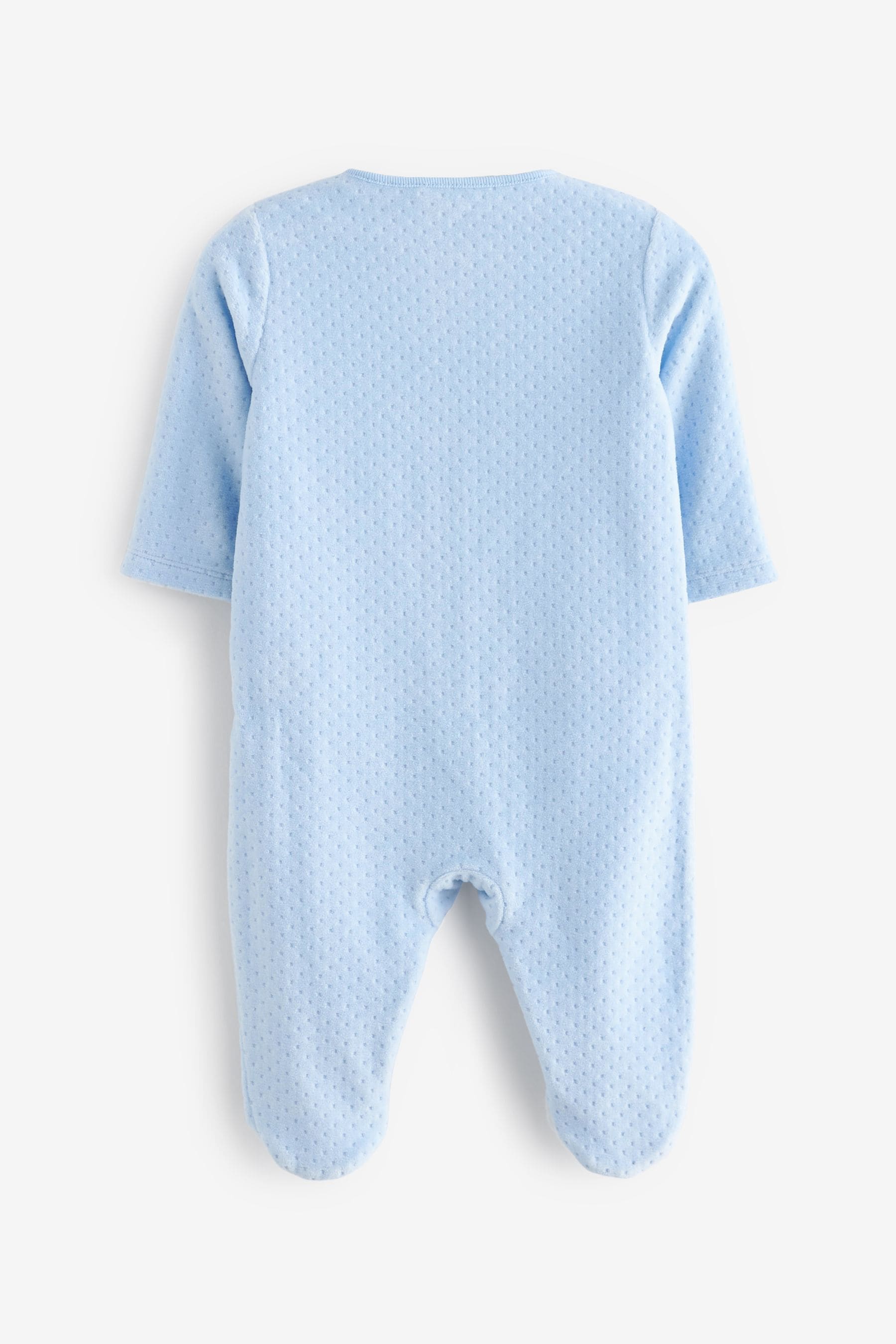 Pale Blue Teddy Bear Textured Baby Sleepsuit (0mths-3yrs)