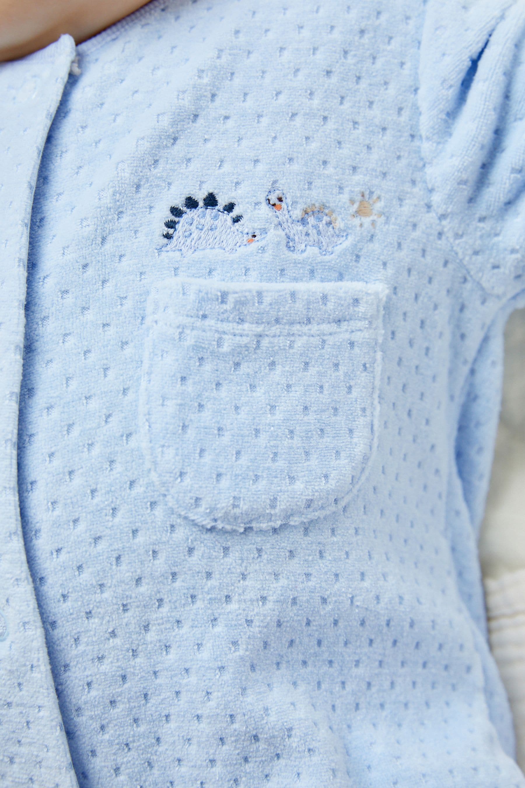 Pale Blue Teddy Bear Textured Baby Sleepsuit (0mths-3yrs)