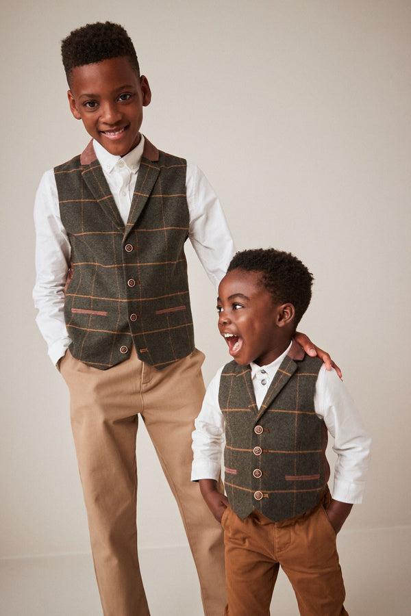 Green Check Waistcoat (12mths-16yrs)