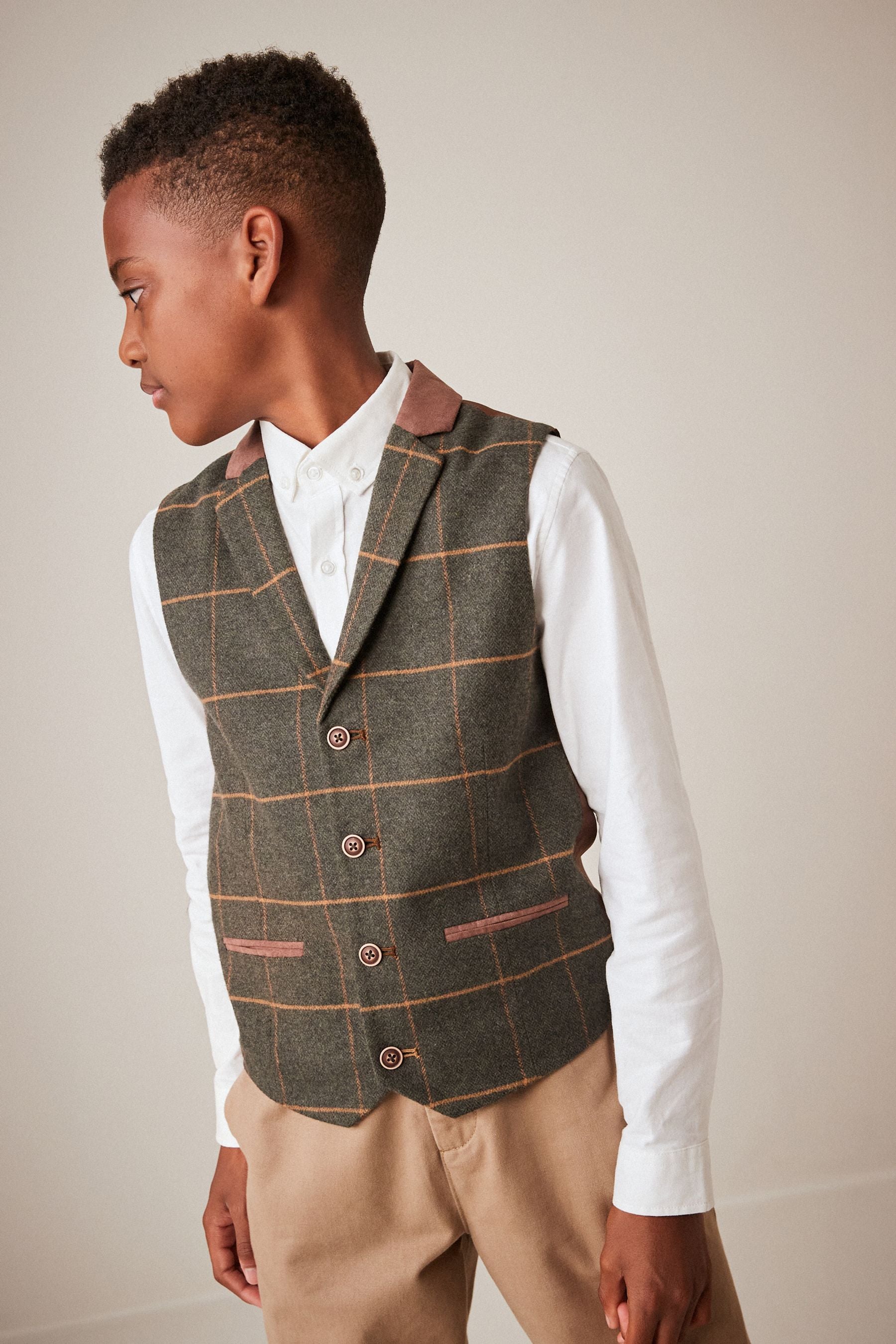 Green Check Waistcoat (12mths-16yrs)