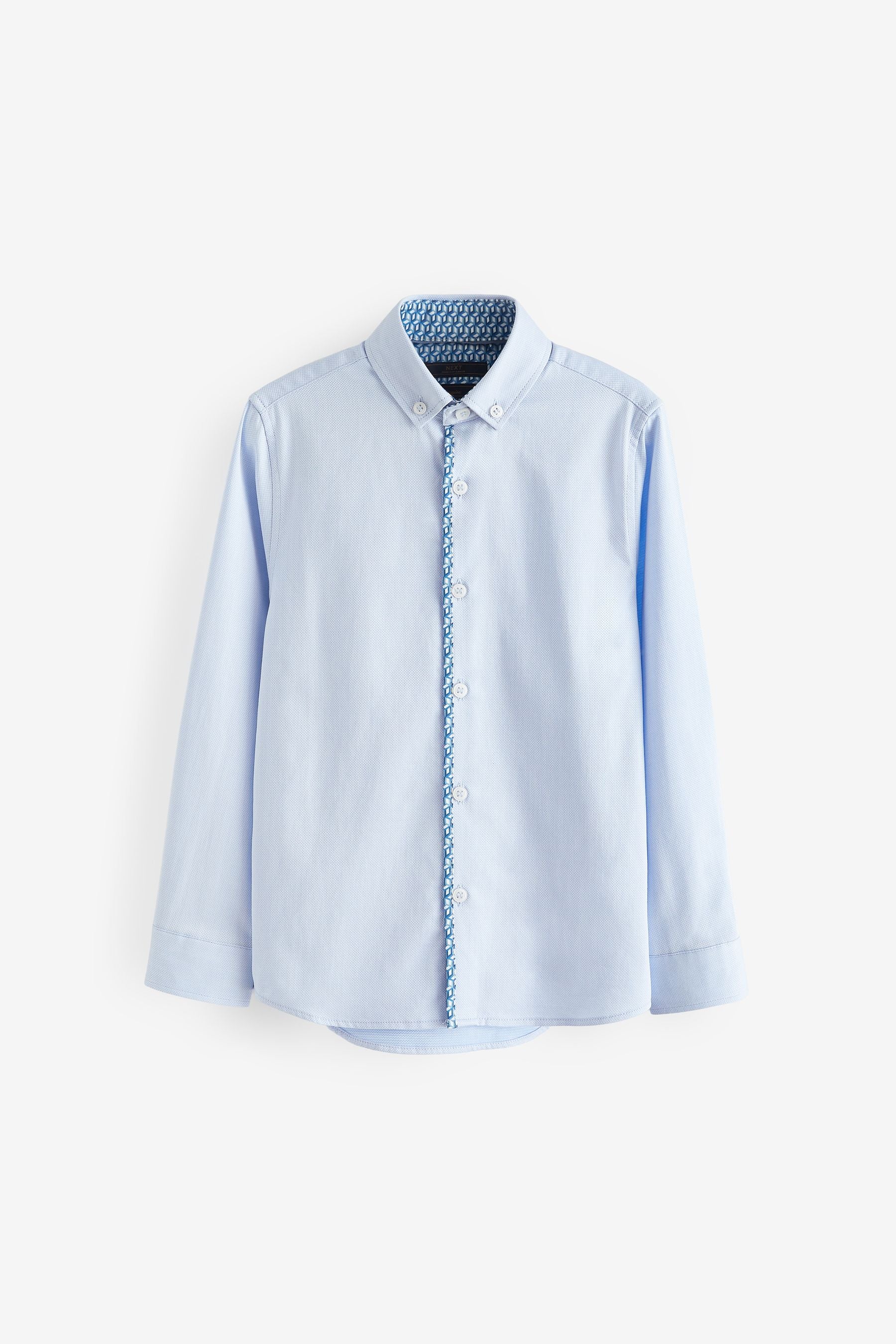 Blue Long Sleeve Smart Shirt With Trim (3-16yrs)