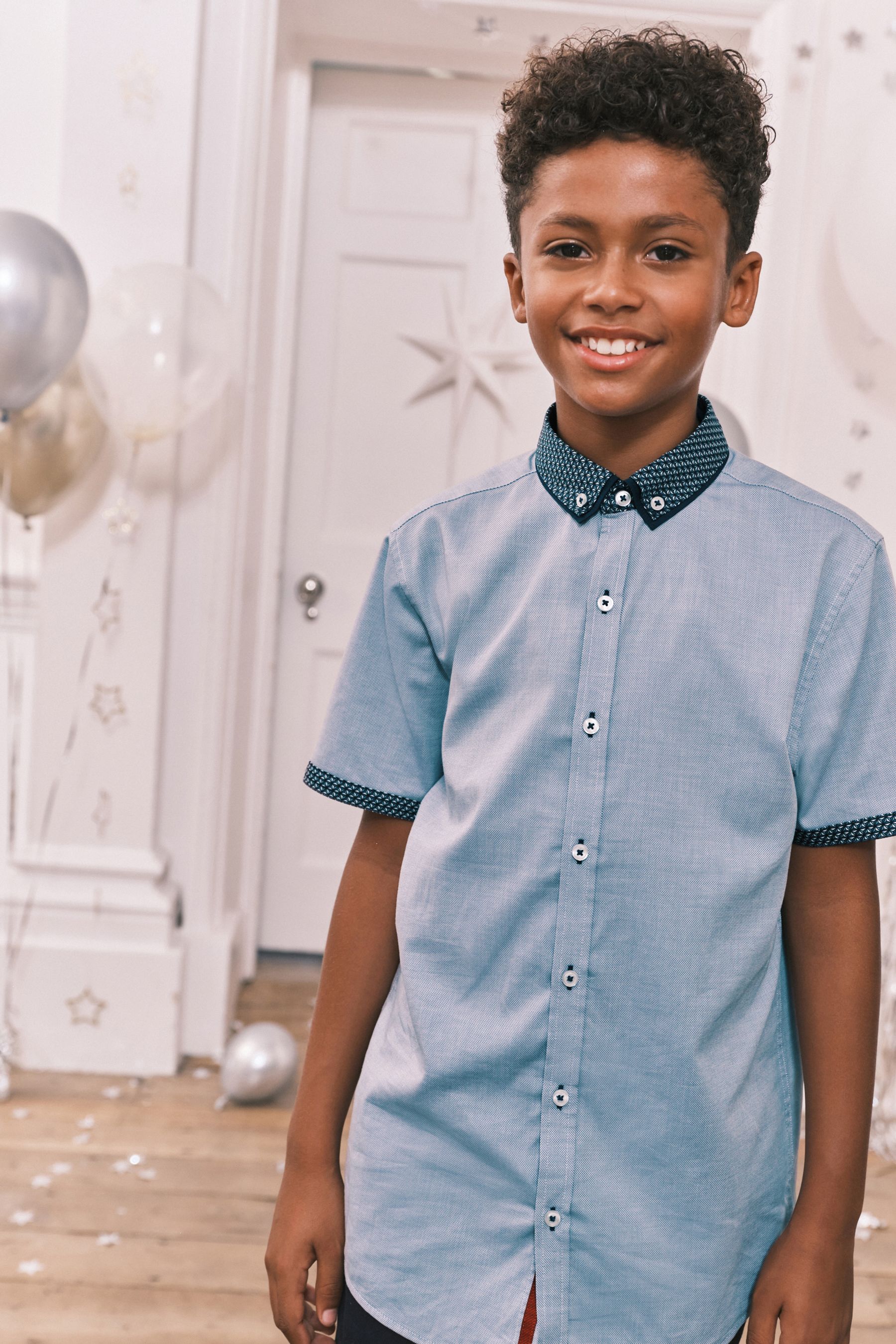 Blue Short Sleeve Smart Shirt (3-16yrs)