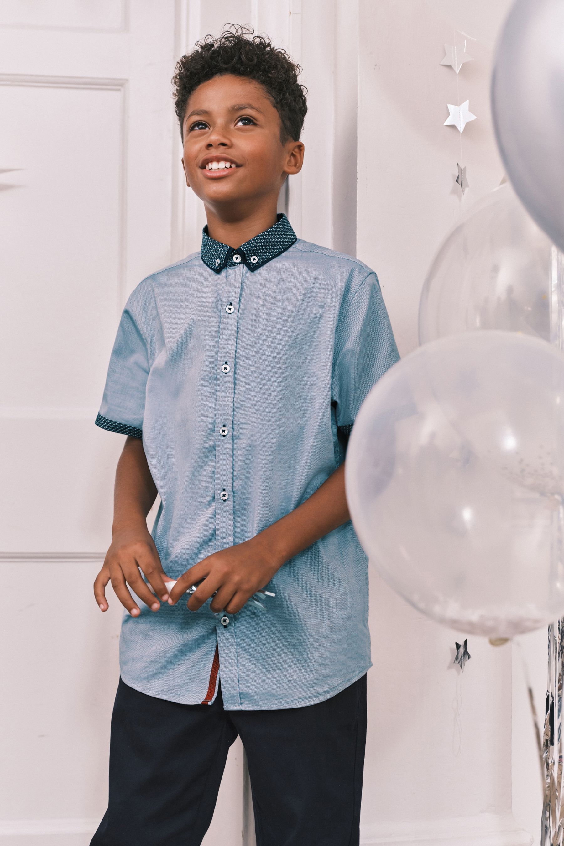 Blue Short Sleeve Smart Shirt (3-16yrs)