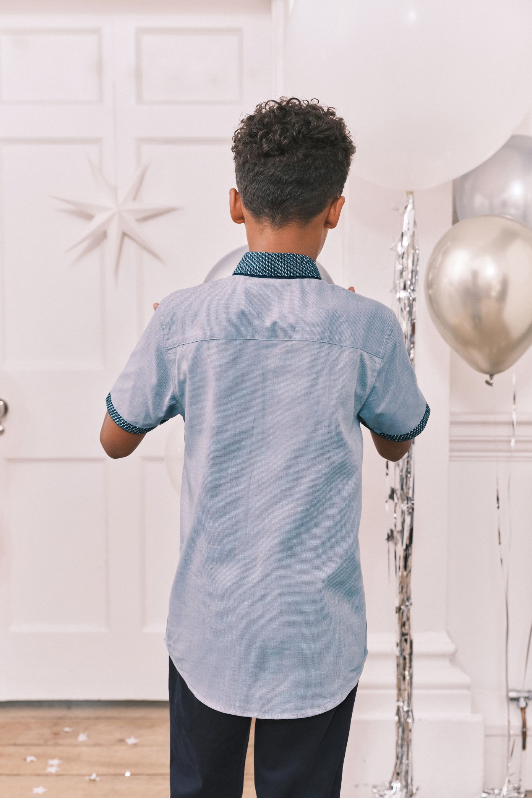 Blue Short Sleeve Smart Shirt (3-16yrs)