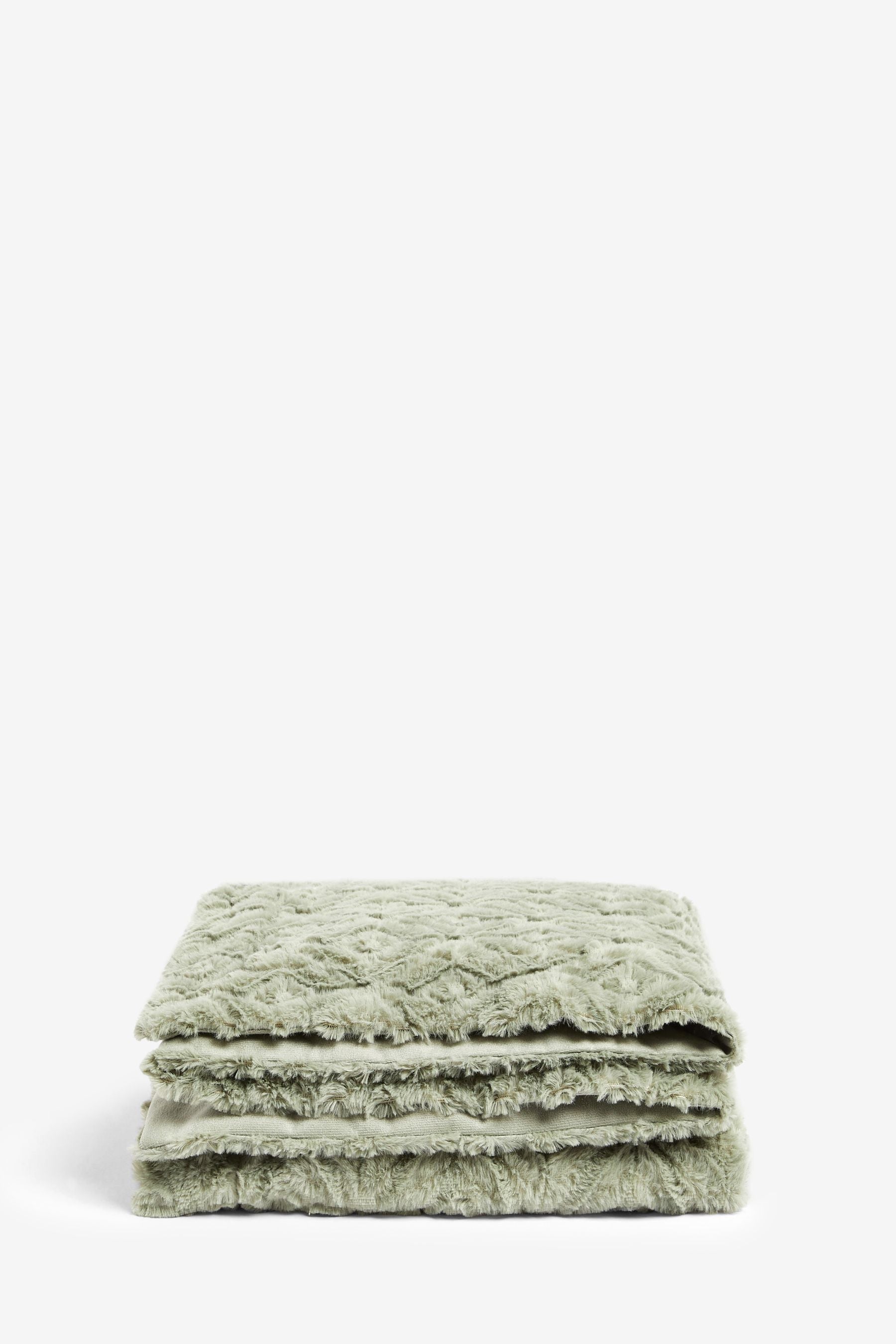 Sage Green Ruby Geometric Faux Fur Throw