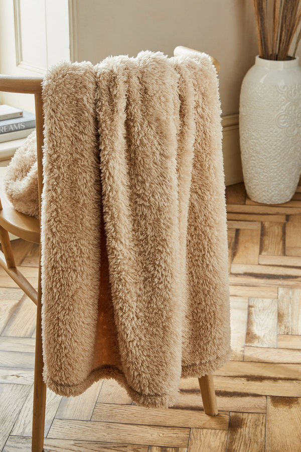 Natural Snuggle Teddy Fleece Throw