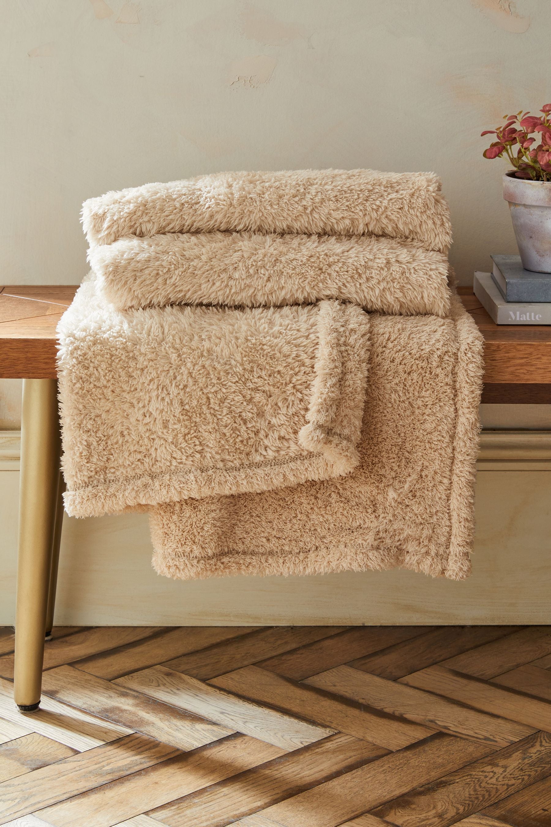 Natural Snuggle Teddy Fleece Throw