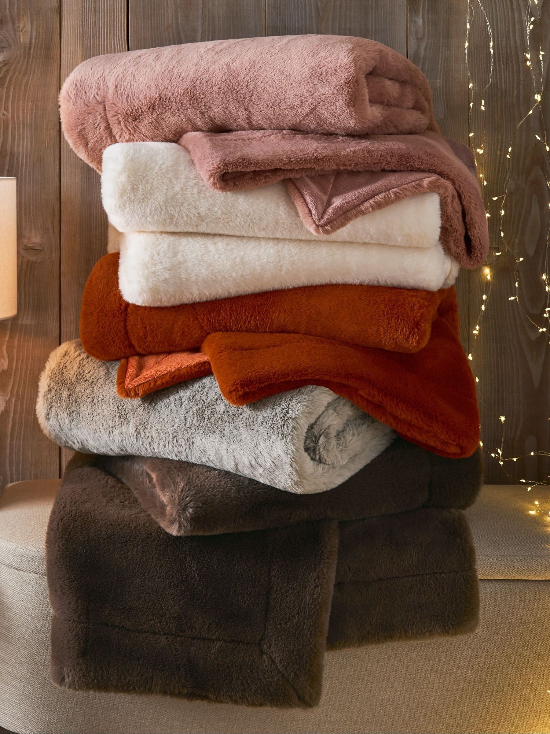 Pink Soft To Touch Plush Faux Fur Throw