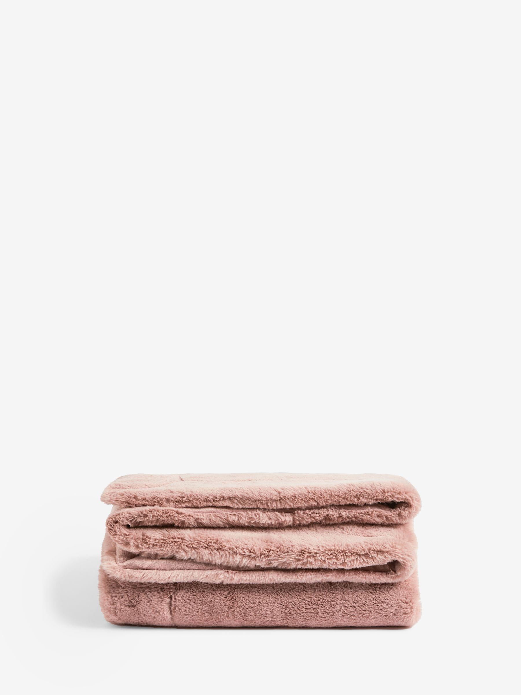 Pink Soft To Touch Plush Faux Fur Throw