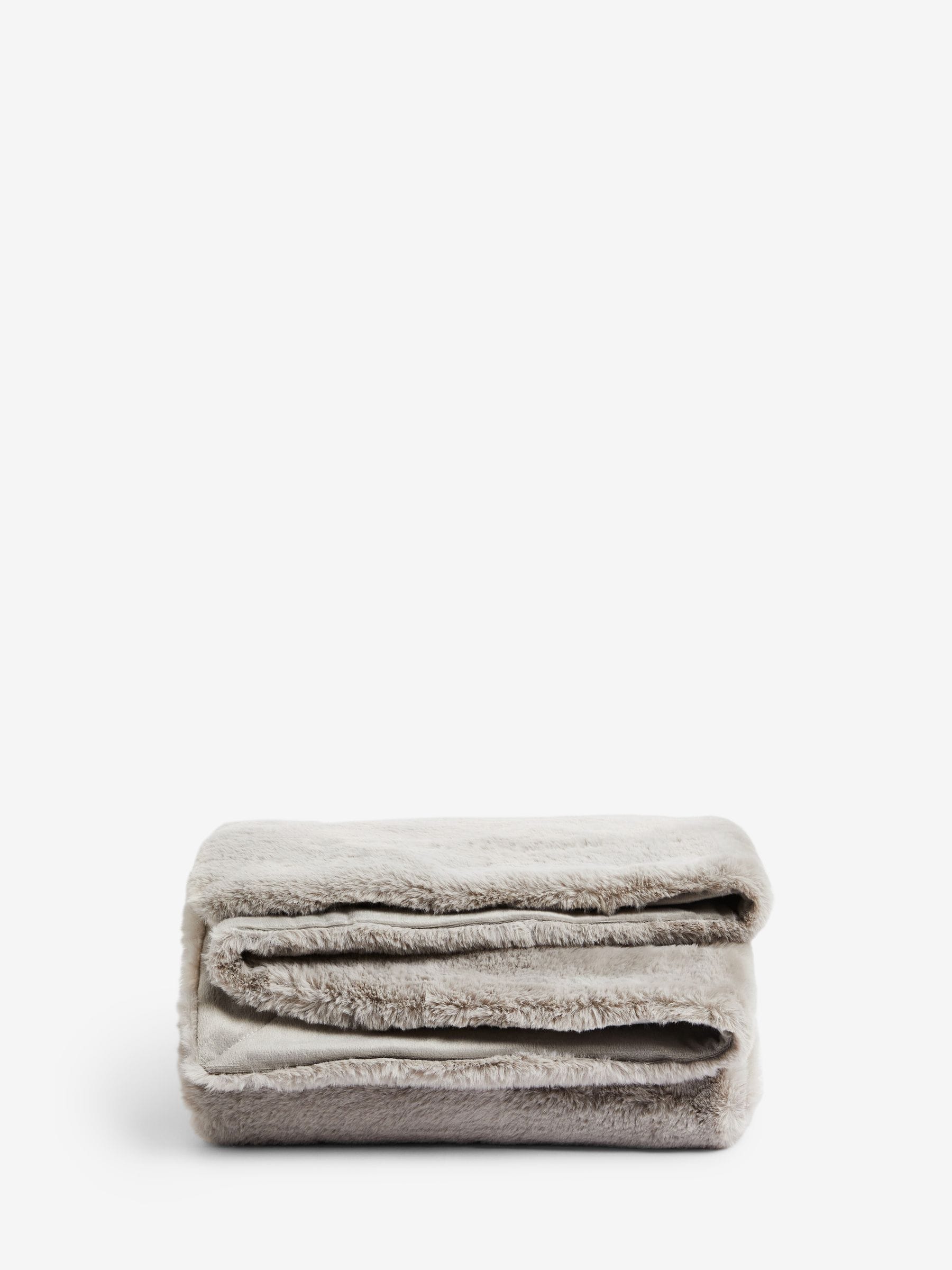 Grey Soft To Touch Plush Faux Fur Throw