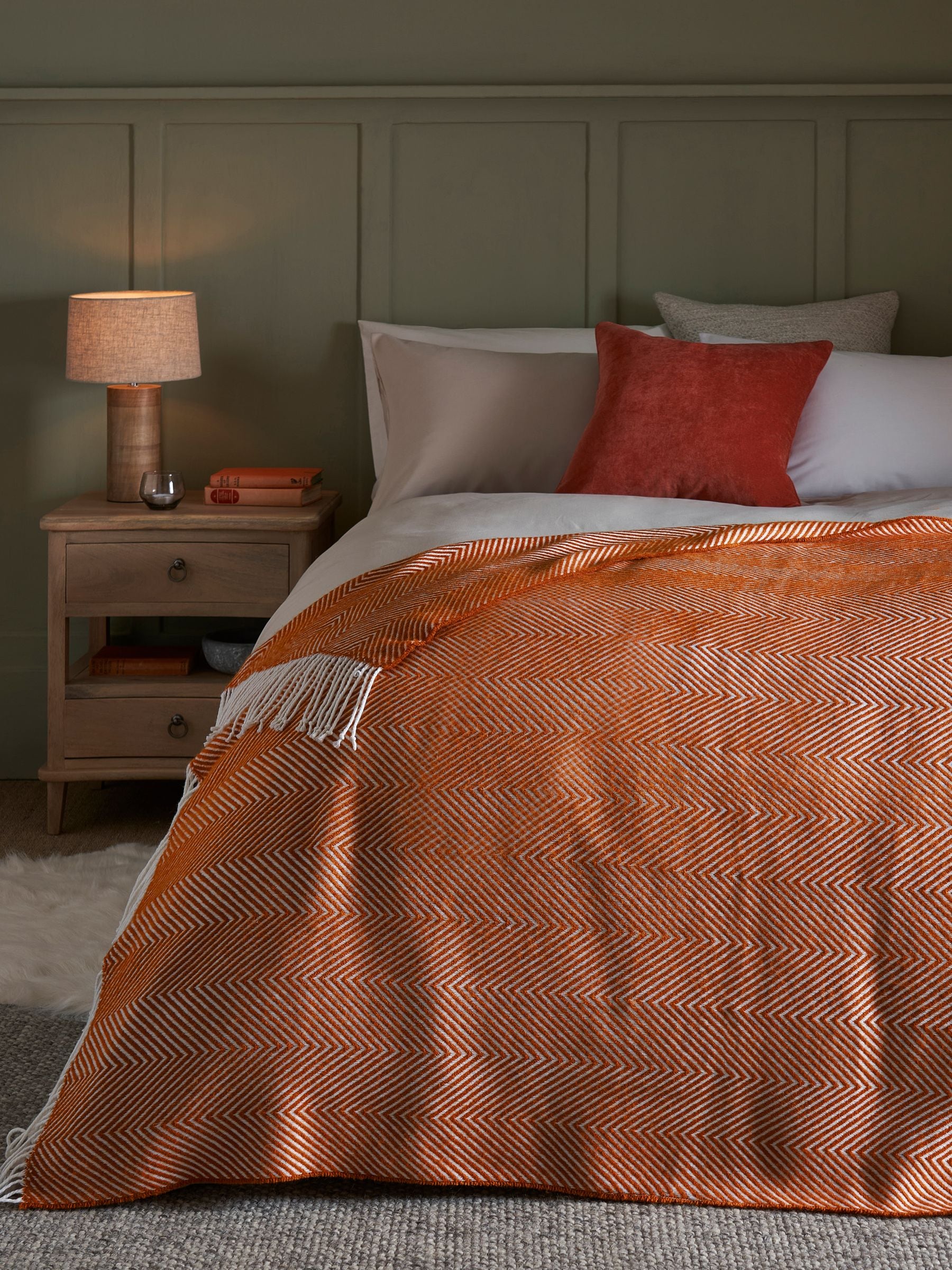 Orange Herringbone Cosy Throw